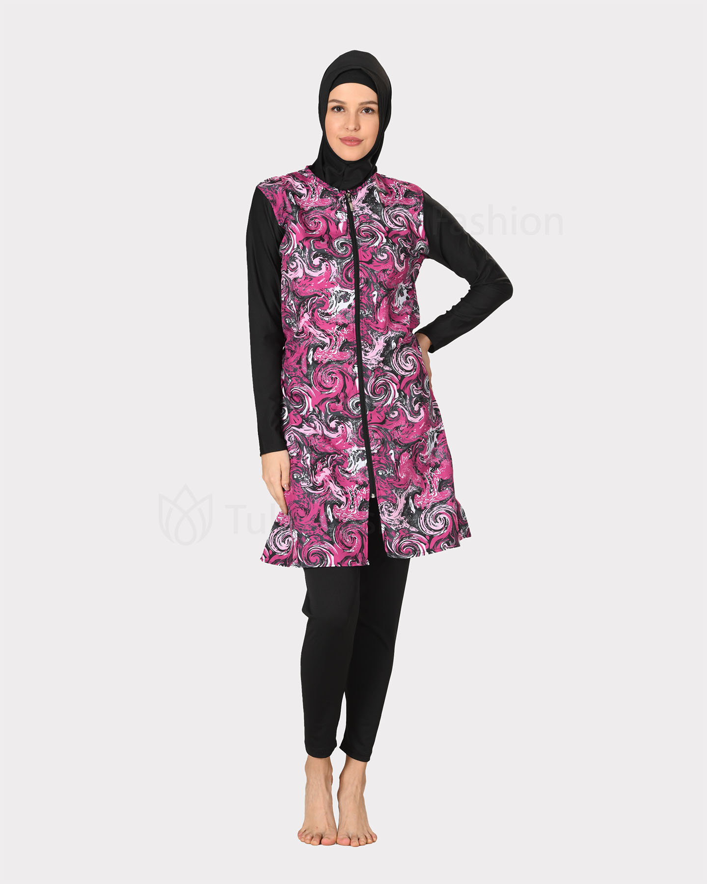 Muslimsk baddräkt med hijab - Rosa