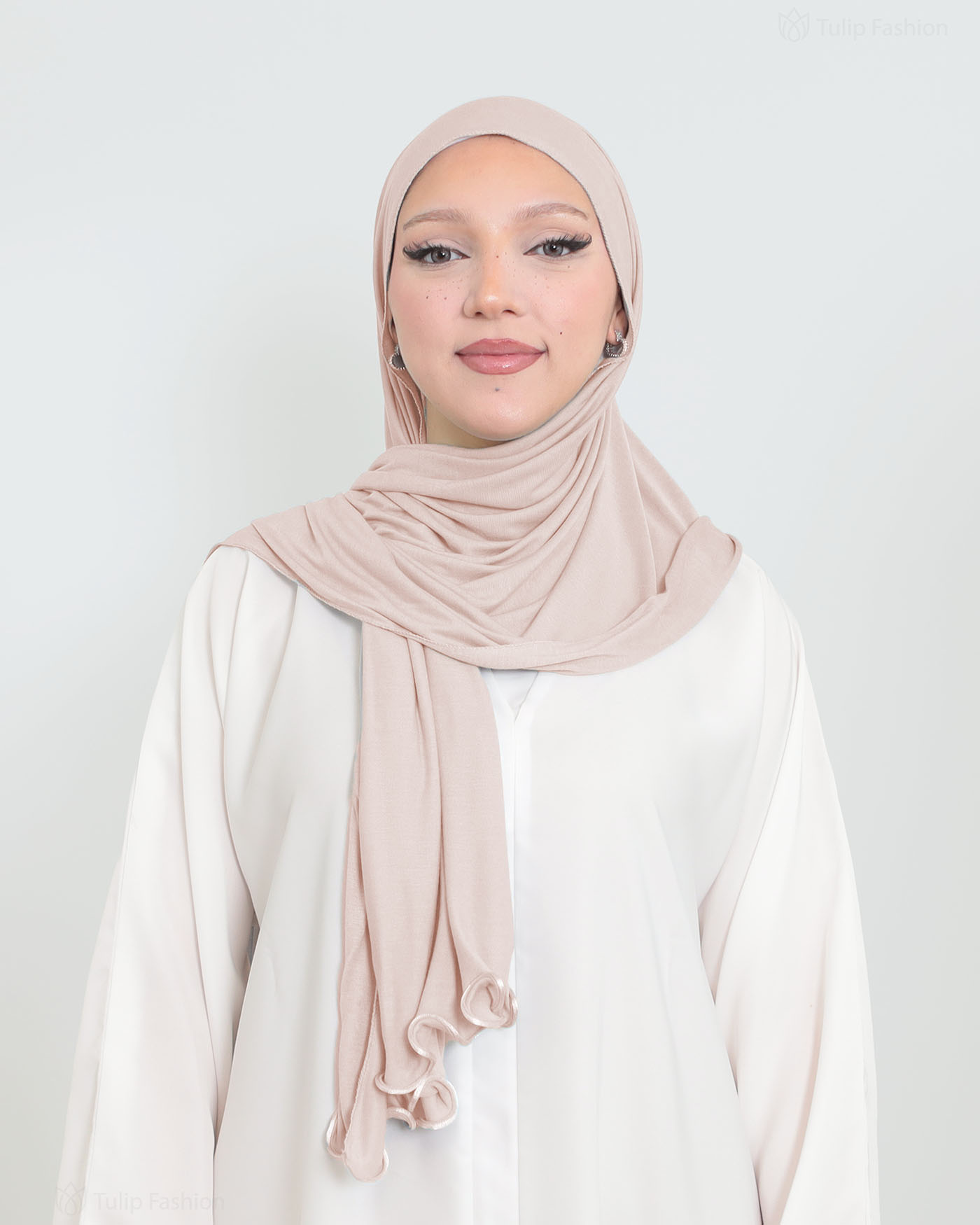 Hijab - Jersey med volangkanter - Brunt socker