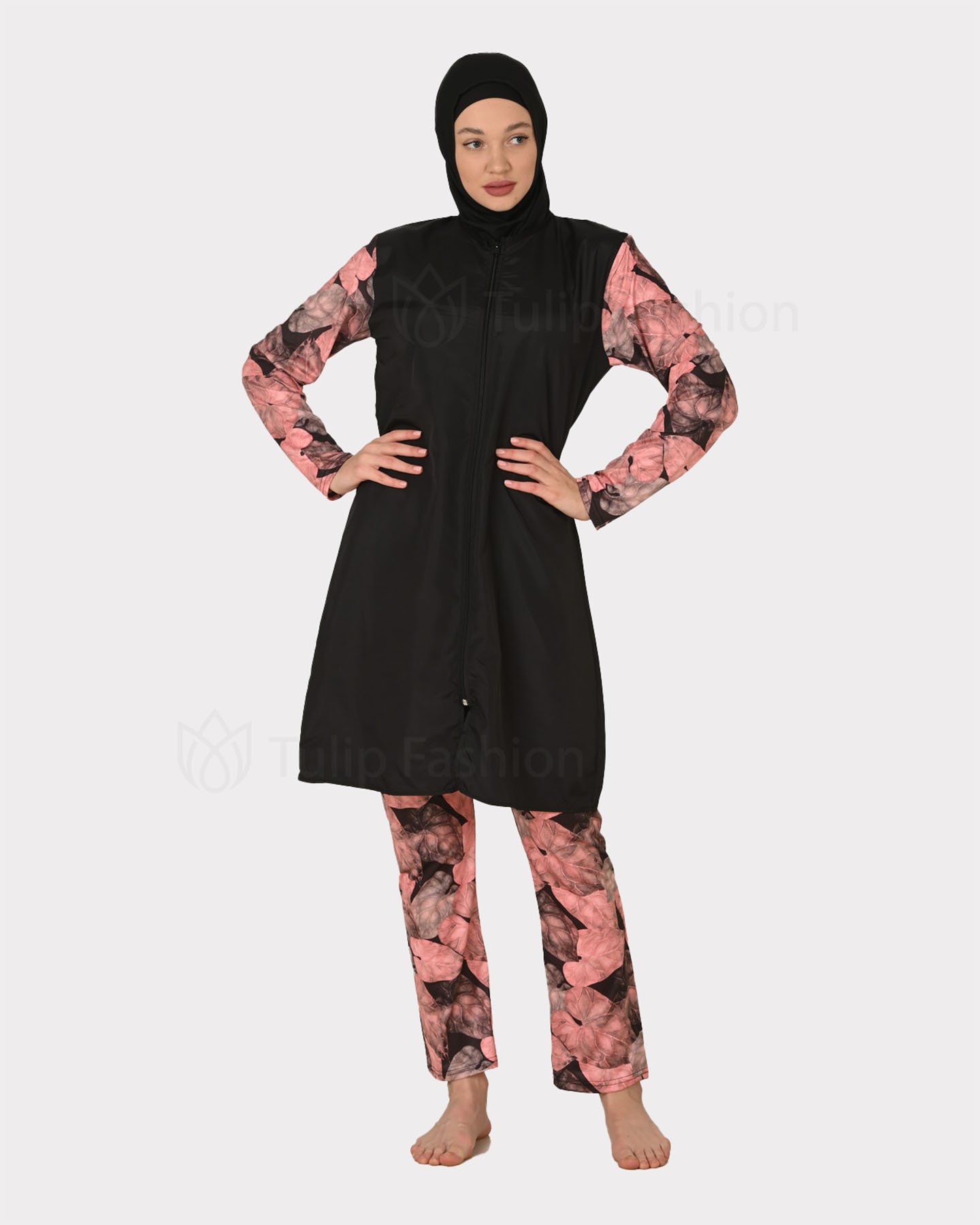 Muslimsk baddräkt med hijab - Rosa