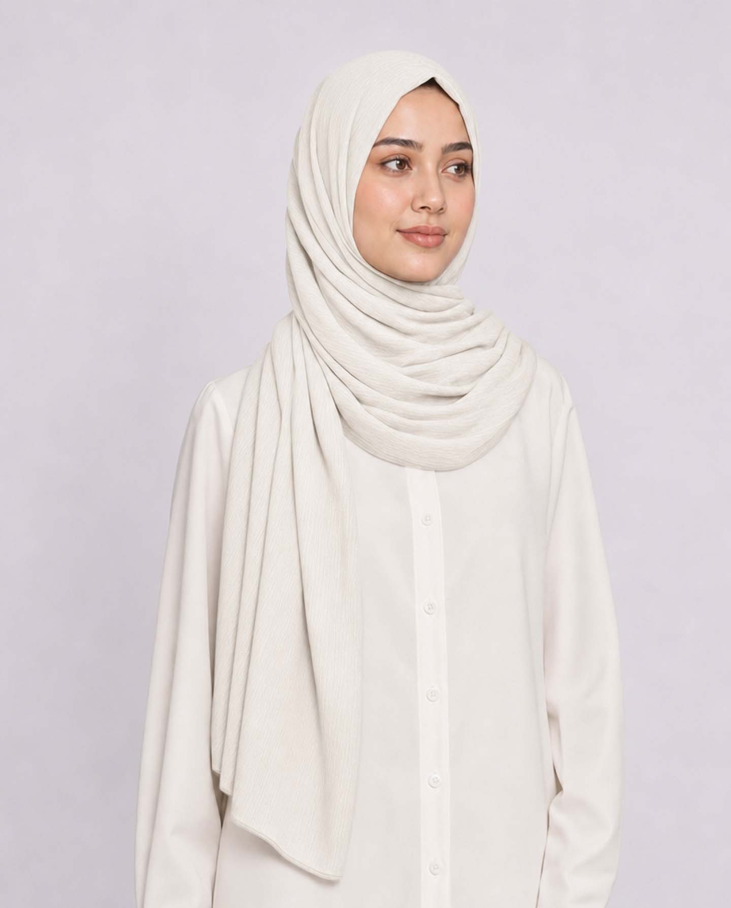 Hijab - Instant Lycra melerat - Off-White