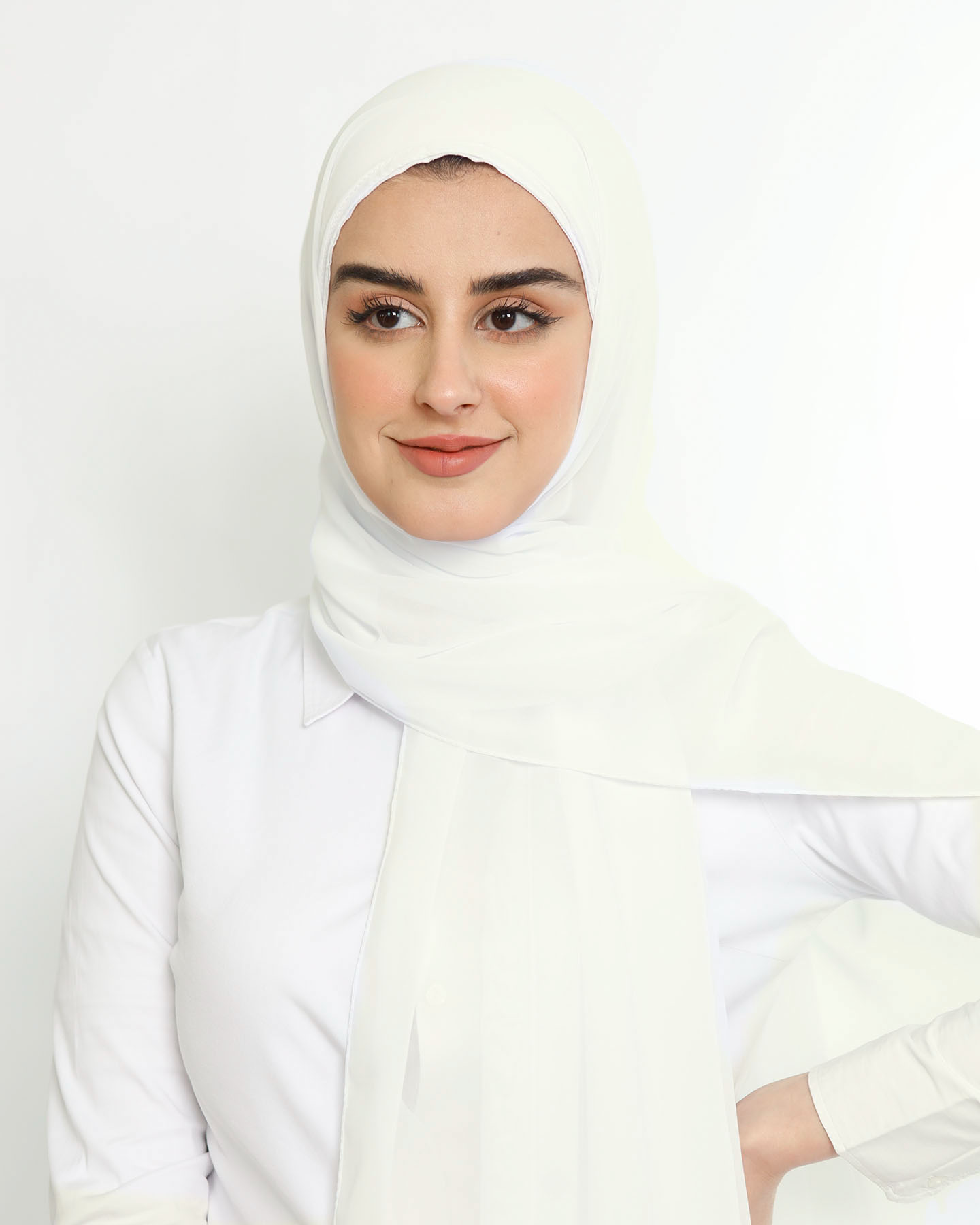 Hijab - Instant Chiffon Med Cap - Off-White