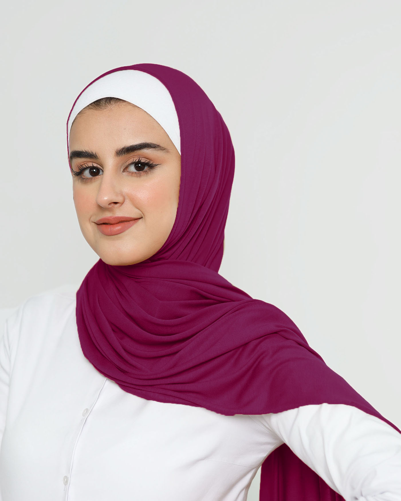 Hijab - Stretch Jersey - Mörkrosa