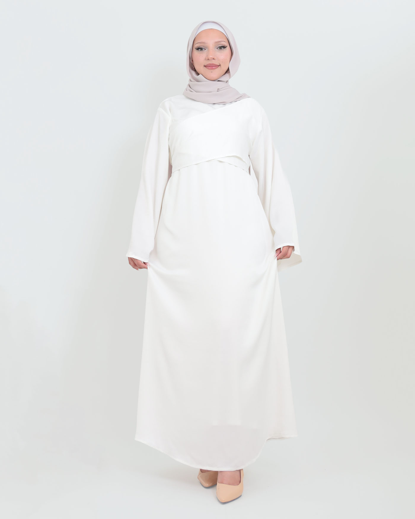 Maxiklänning i Satin - Off-White