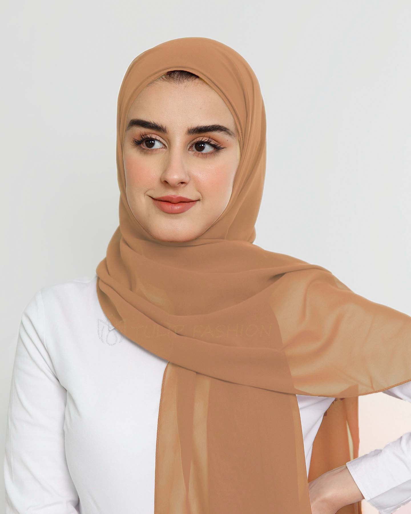 Hijab - Instant Chiffon Med Cap - Orange