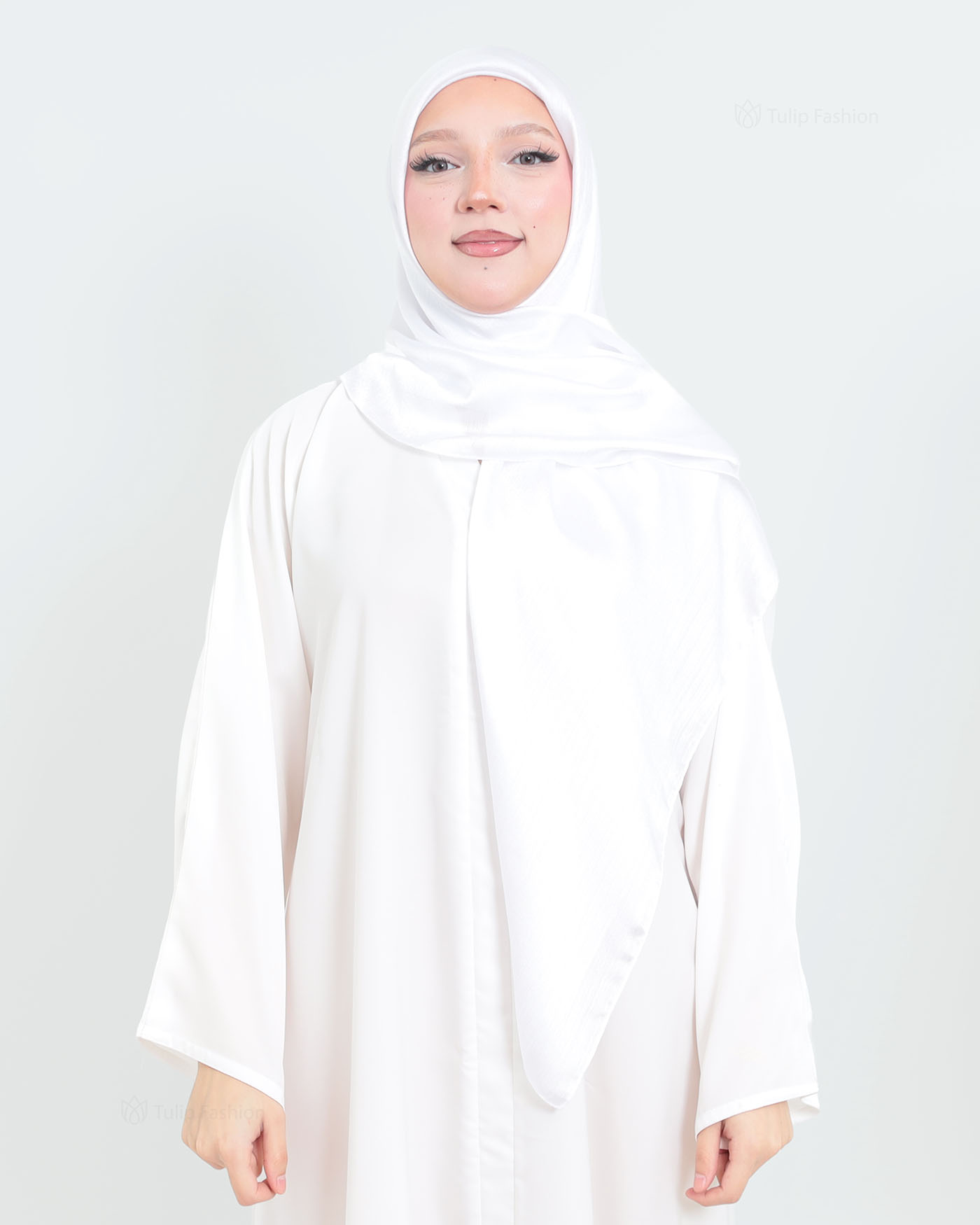 Hijab - Square metallic satin - Vit