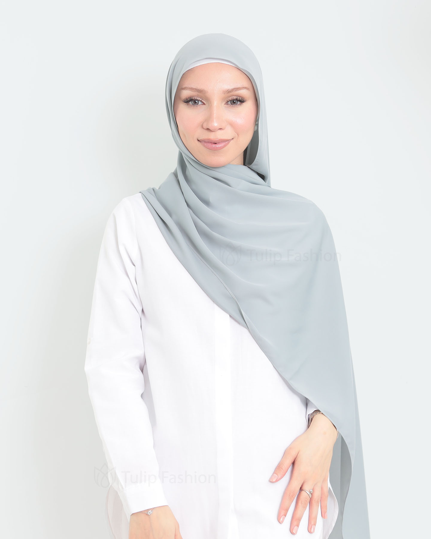 Hijab - Medina Lyx Chiffon - Ljusgrå