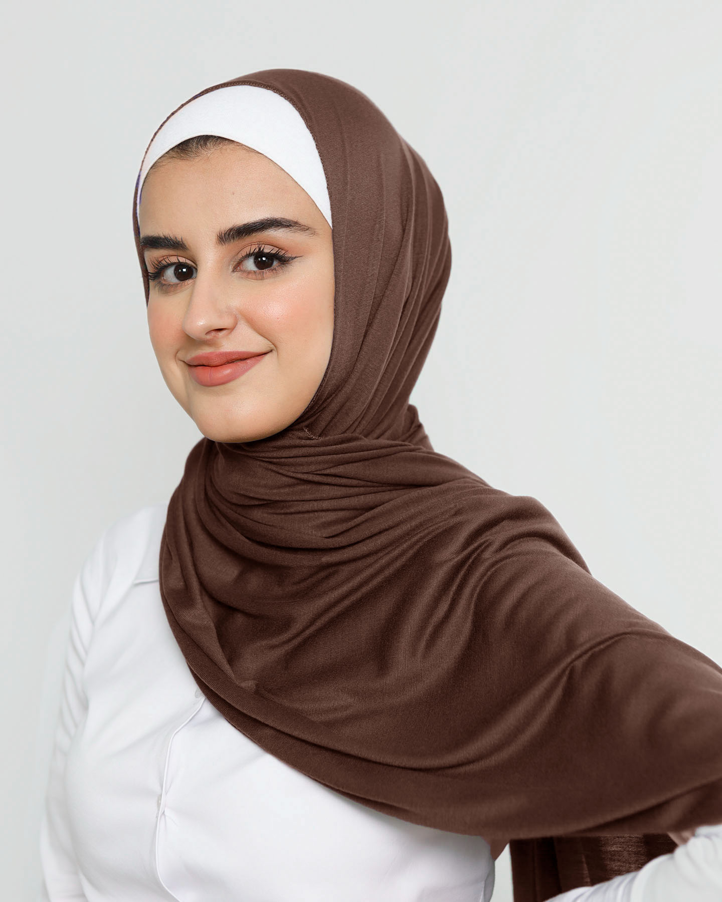 Hijab - Stretch Jersey - Mörkbrun