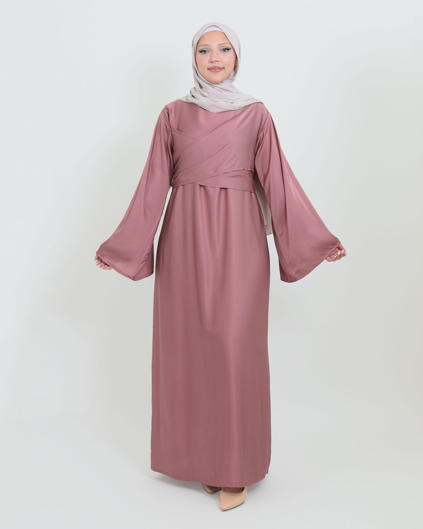Maxiklänning i Satin - Mauve