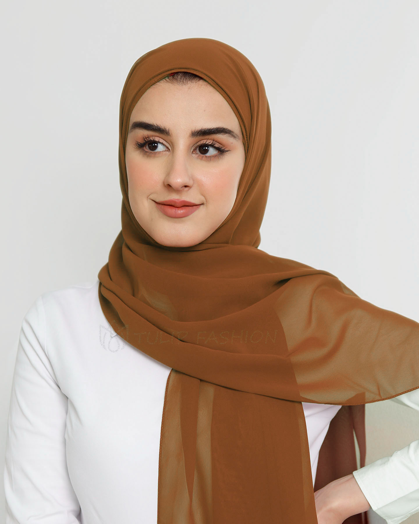 Hijab - Instant Chiffon Med Cap - Brungul