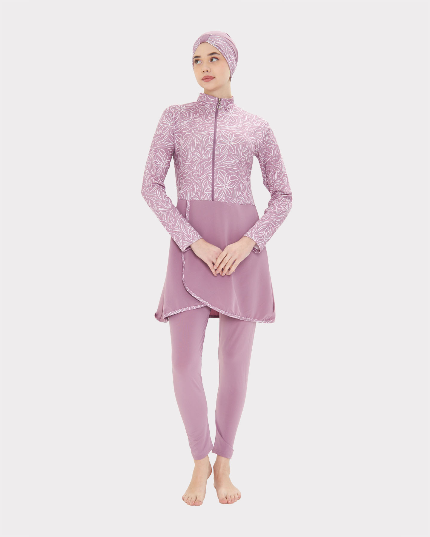 Muslimsk baddräkt med hijab - Mauve