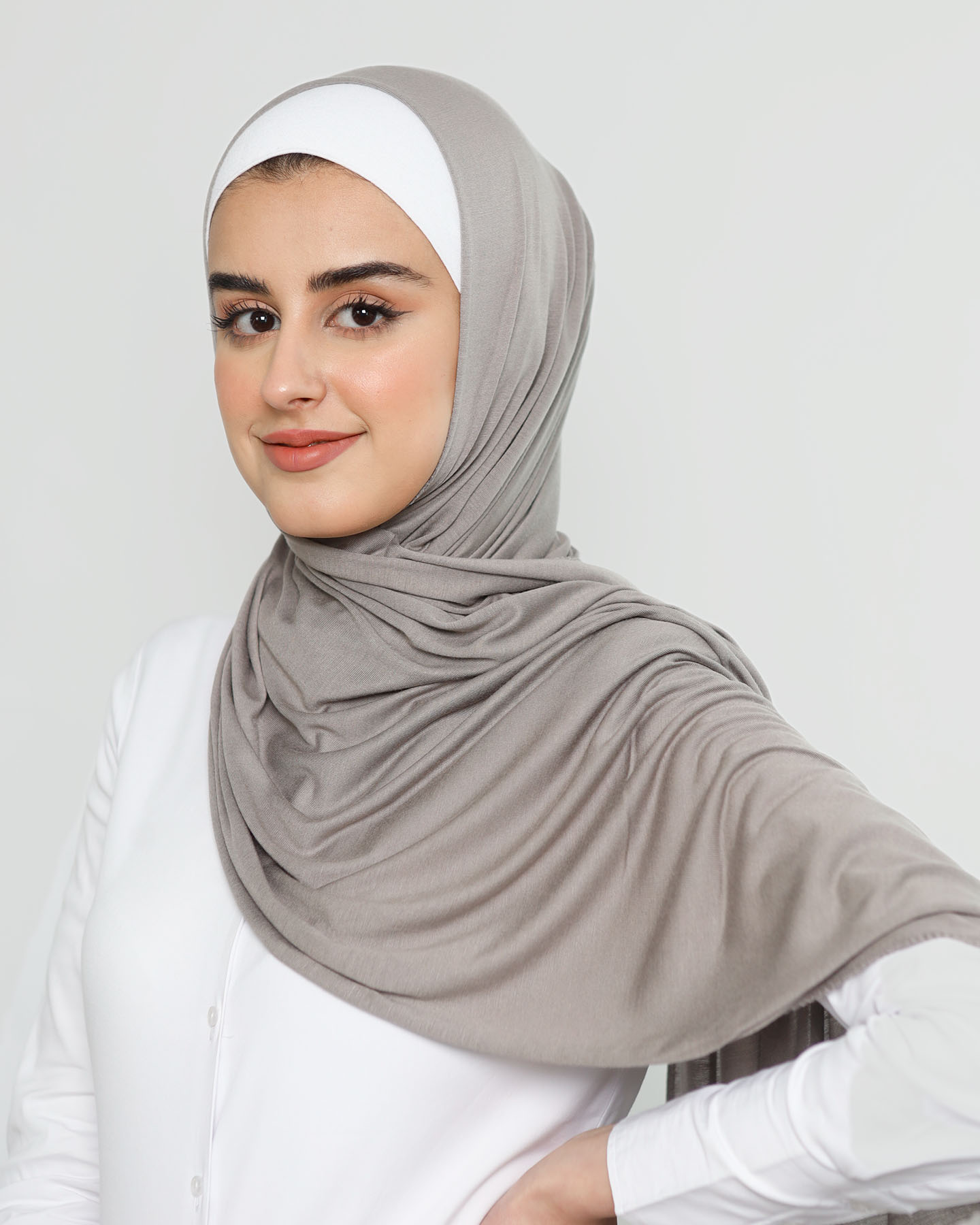 Hijab - Stretch Jersey - Medelgrå