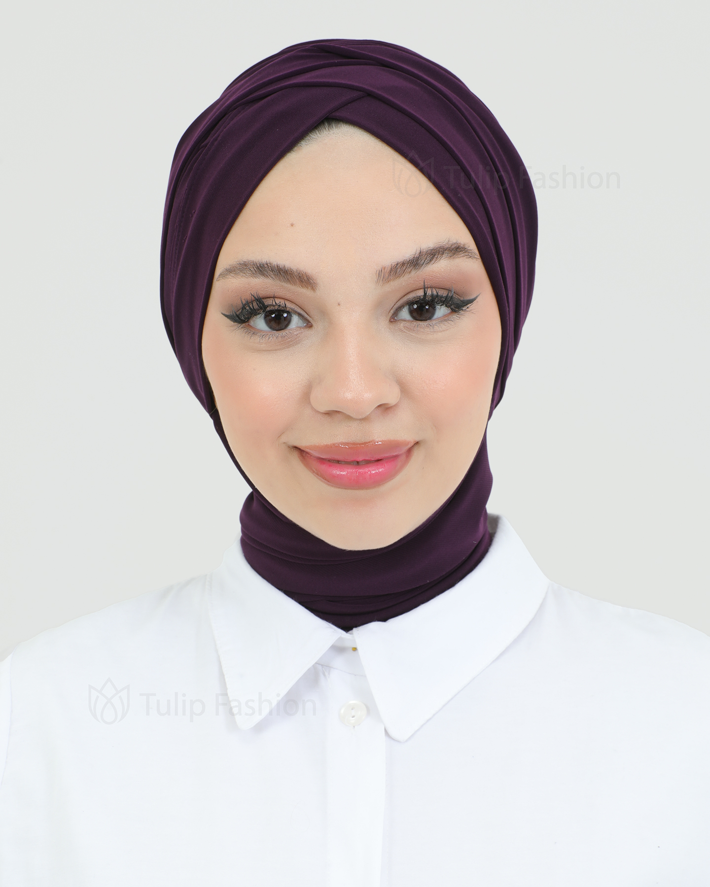 Turban med sjal - Tulia - Mörklila