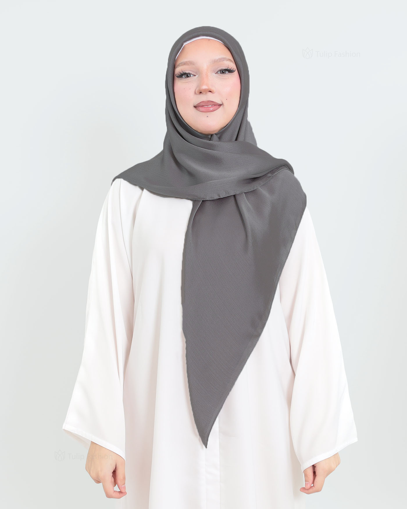 Hijab - Square metallic satin - Mörkgrå