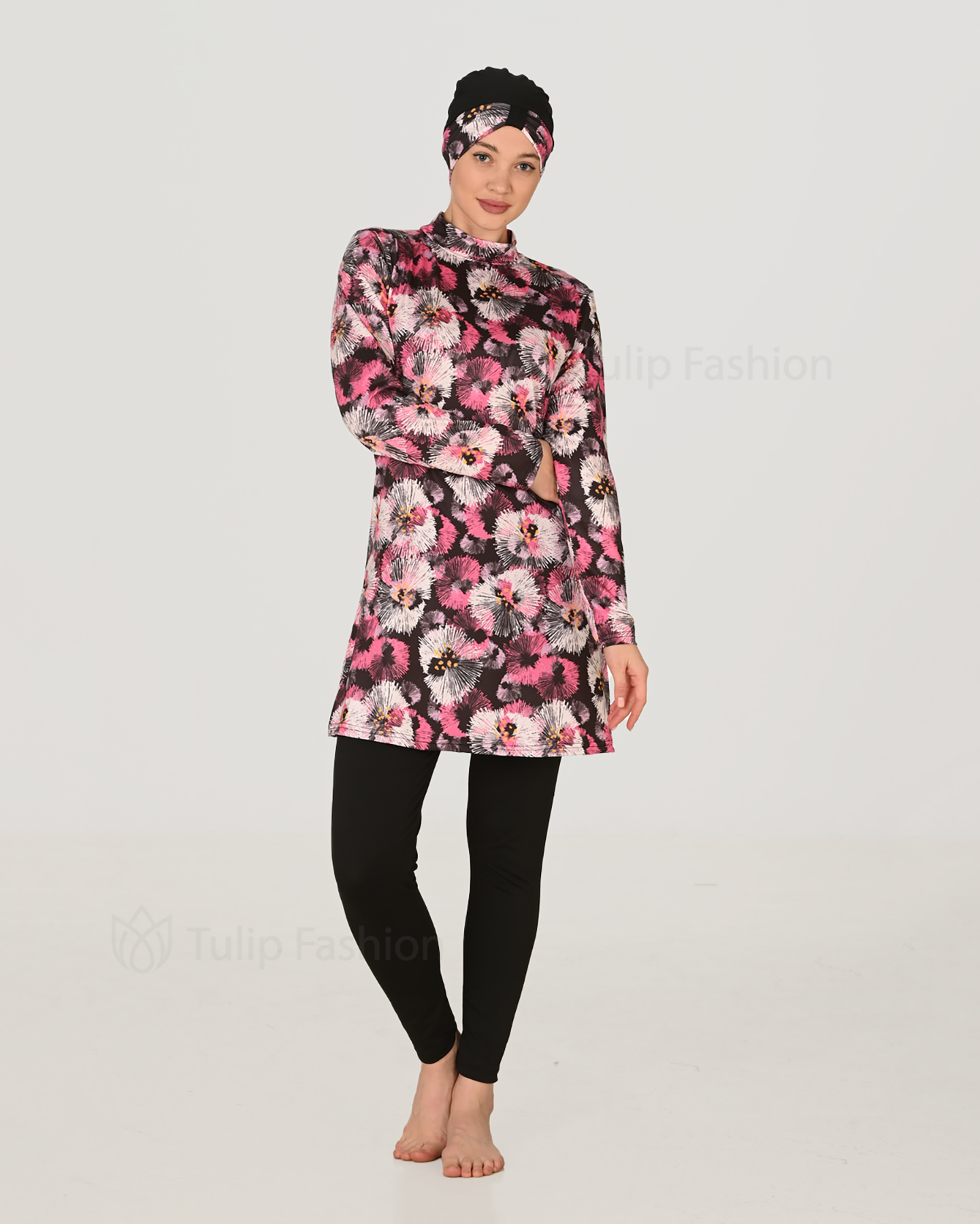Muslimsk baddräkt med hijab - Rosa