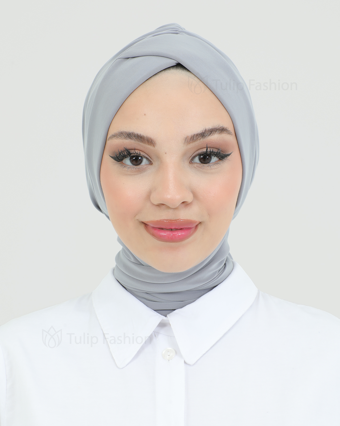 Turban med sjal - Tulin - Grå