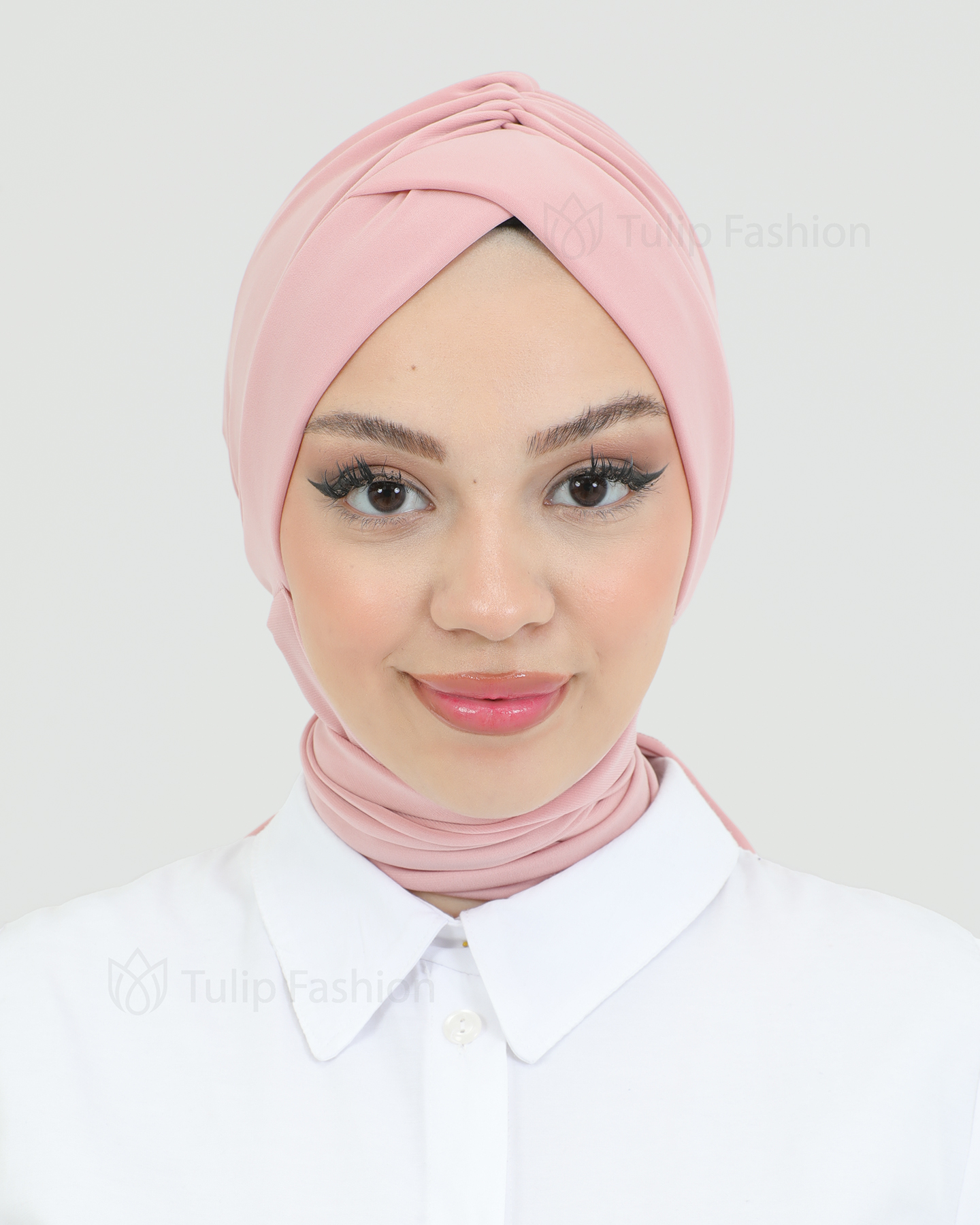 Turban med sjal - Tulin - Ljusrosa
