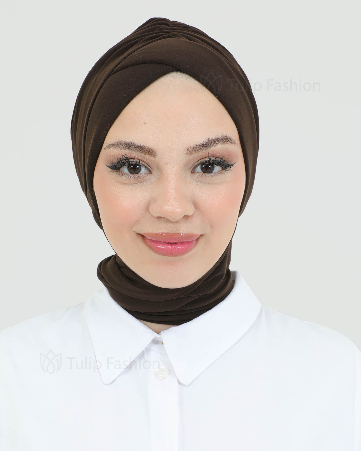 Turban med sjal - Tulin - Mörkbrun
