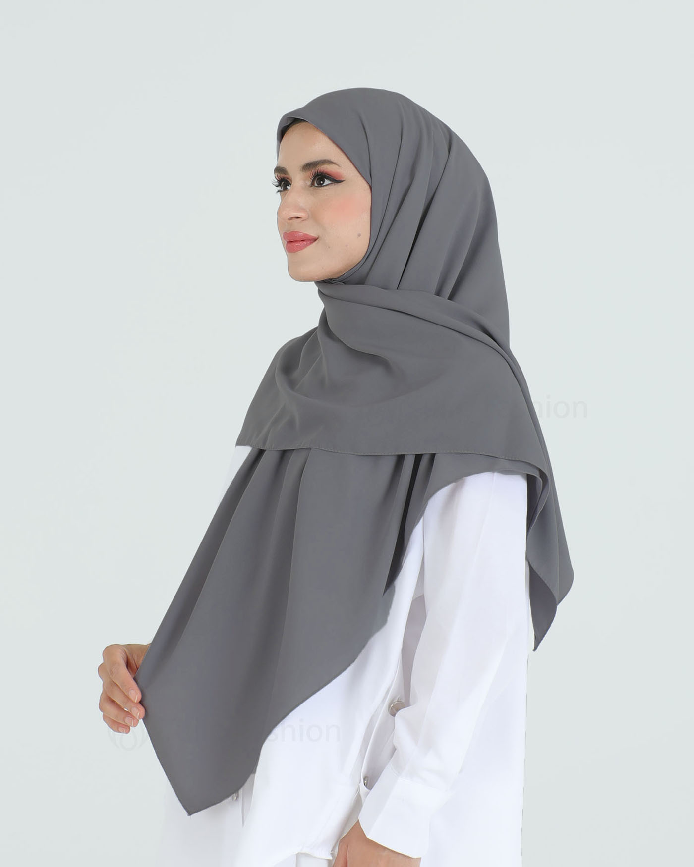 Hijab - Square Medina Lyx Chiffon 120 cm - Mörkgrå