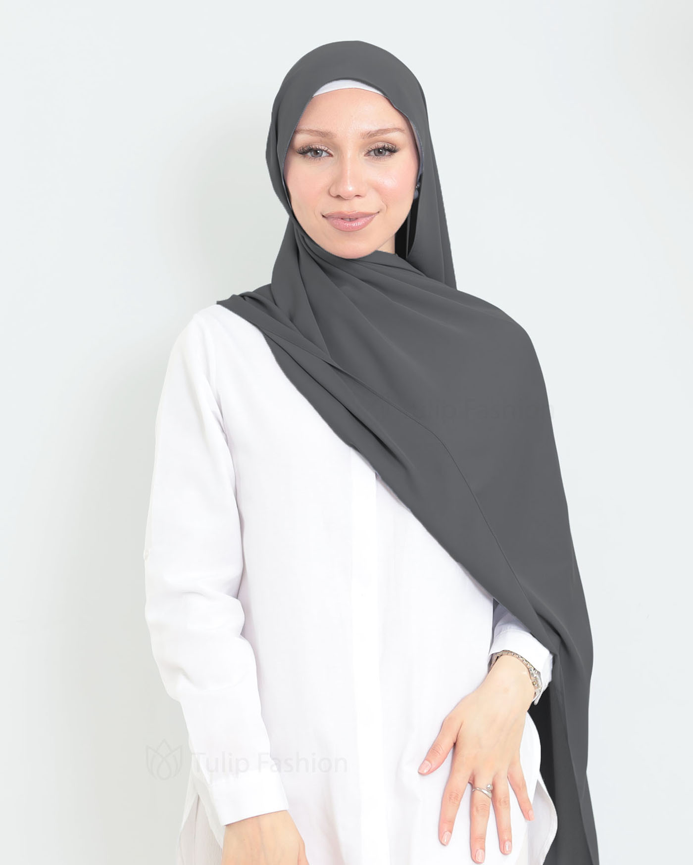 Hijab - Medina Lyx Chiffon - Mörkgrå