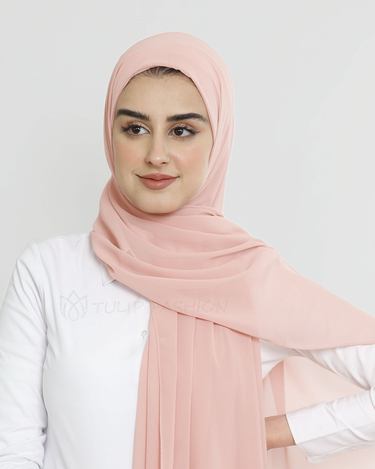 Hijab - Instant Chiffon Med Cap - Ljusrosa