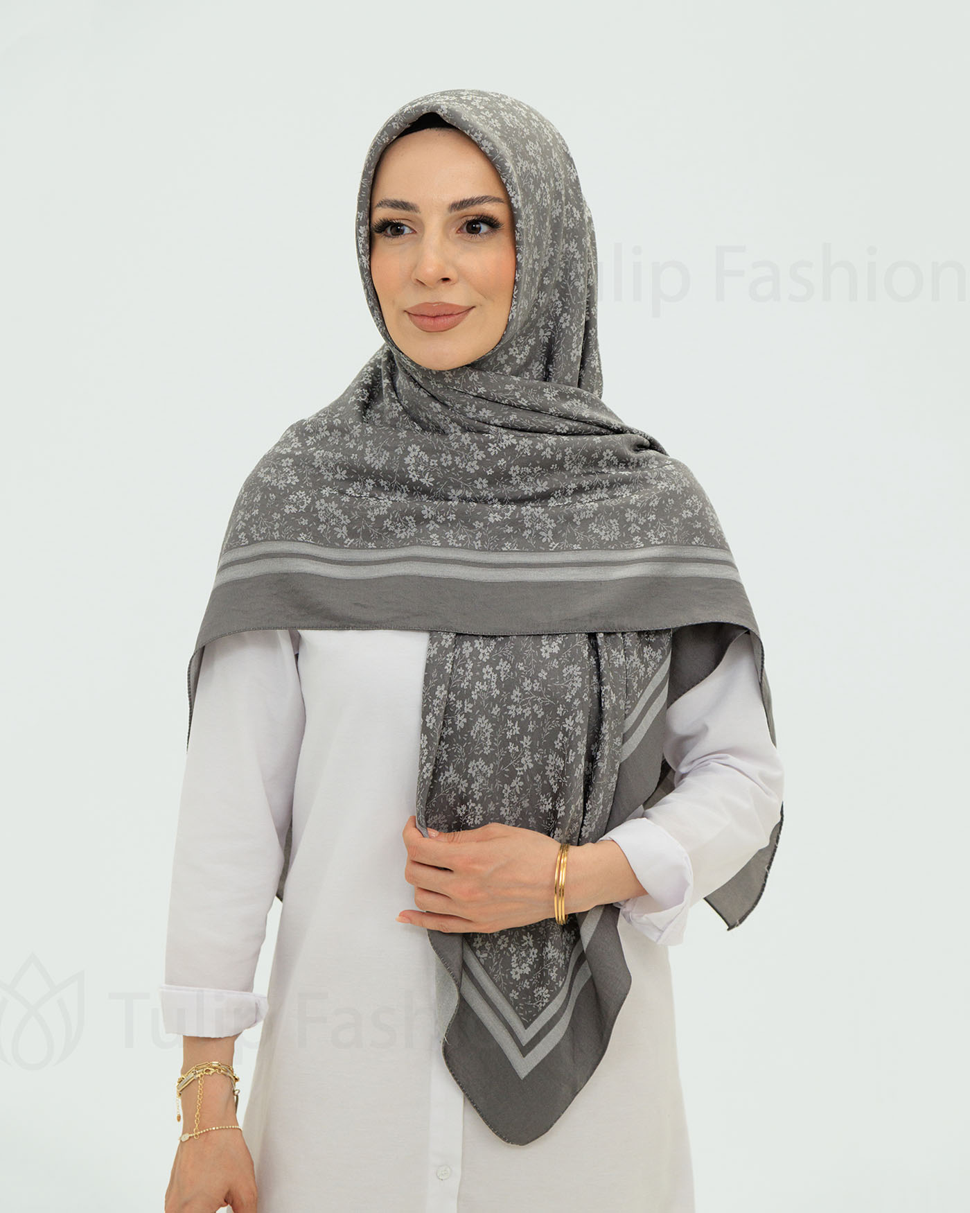 Hijab - Square Viskon 120 cm - Grå