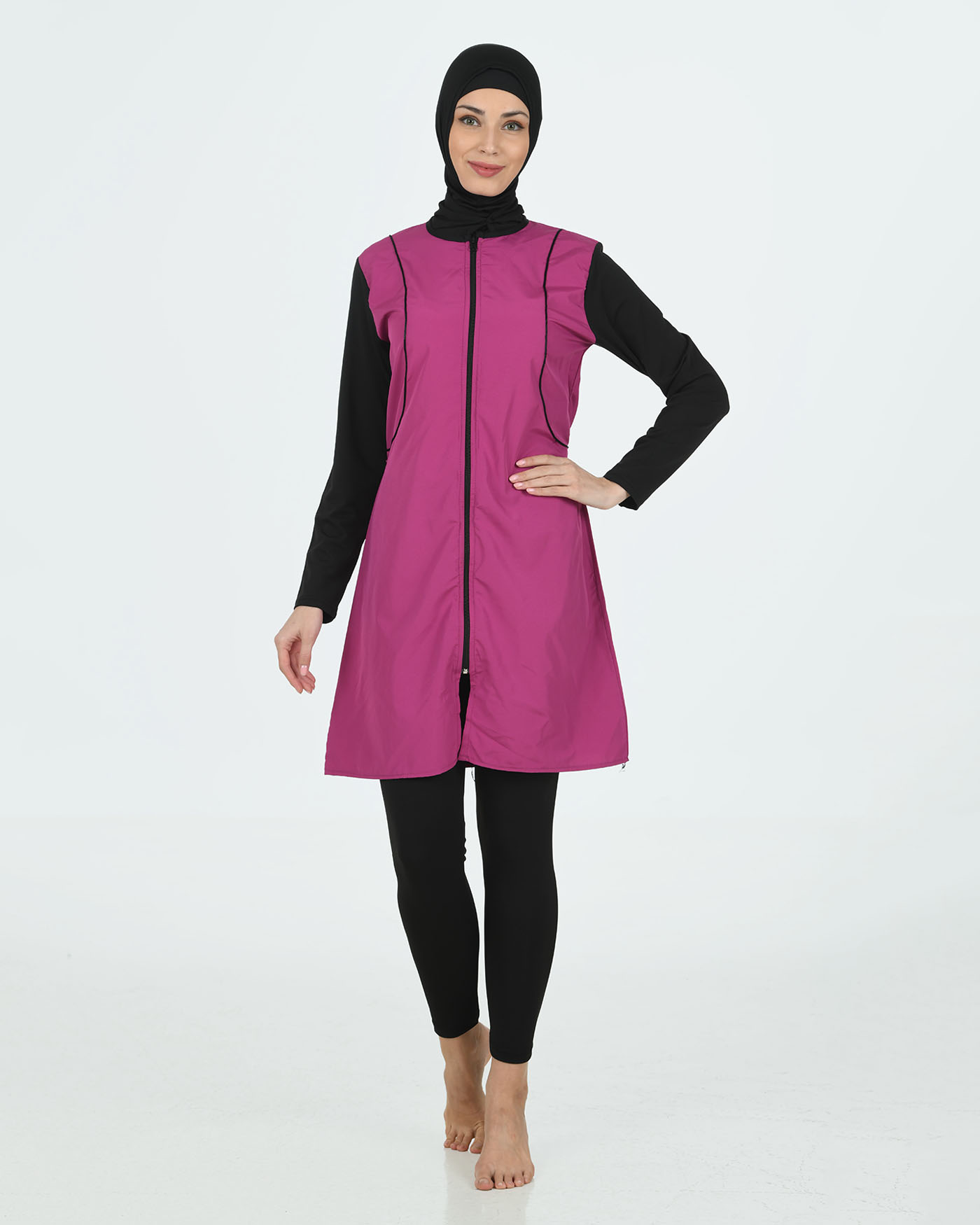 Muslimsk baddräkt med hijab - Rosa