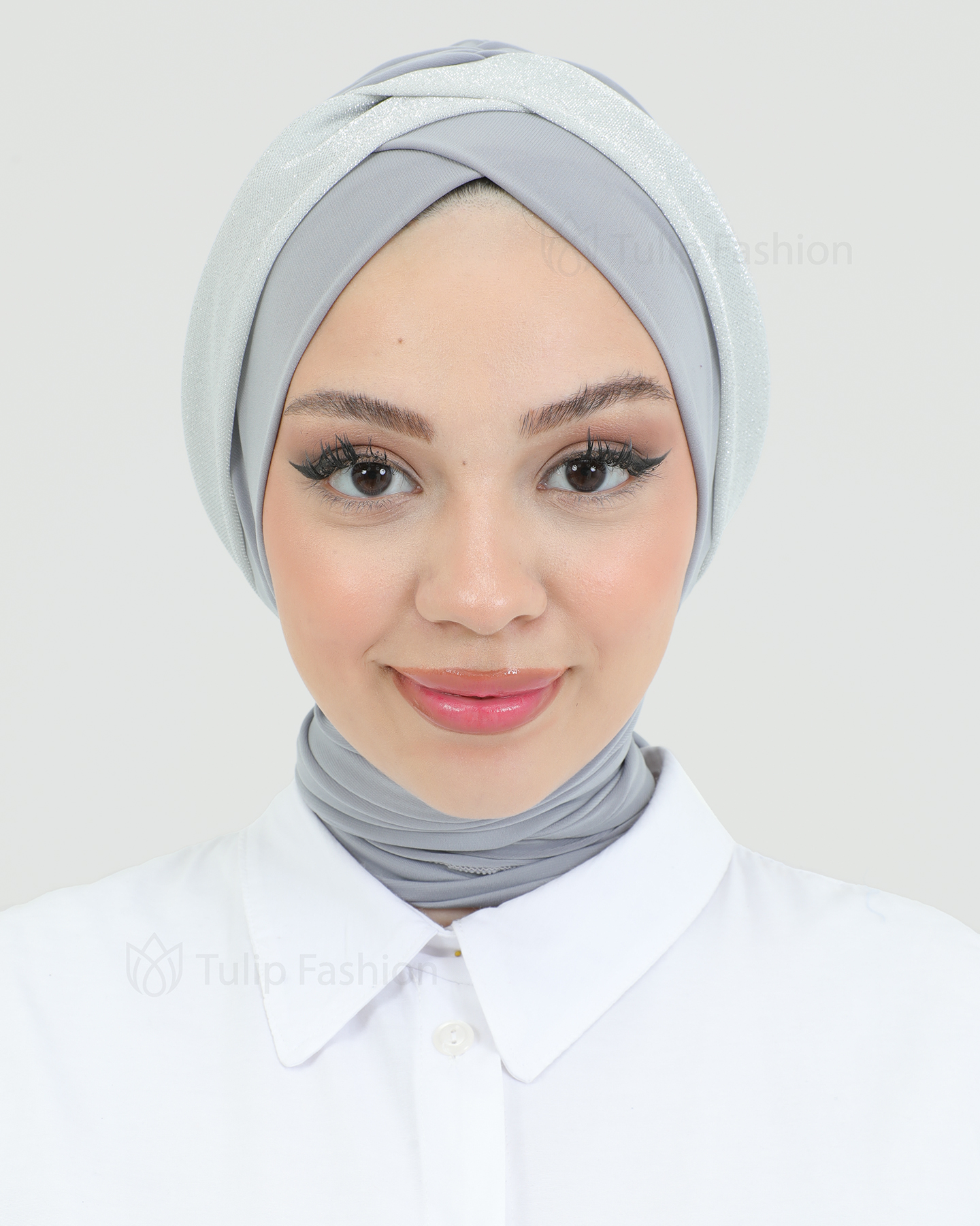 Turban med sjal - Tamara - Grå