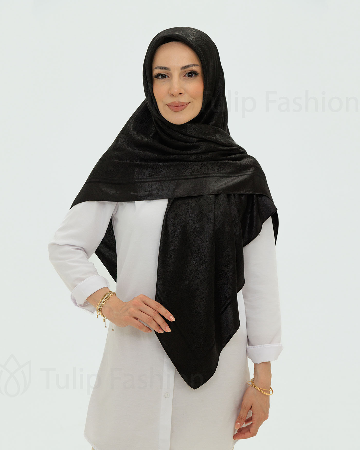 Hijab - Square Viskon 120 cm - Svart
