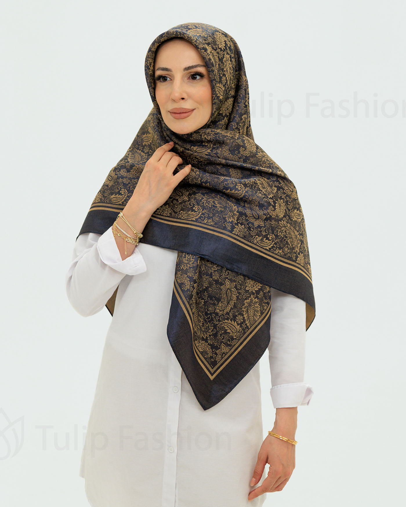 Hijab - Square Viskon 120 cm - Marinblå