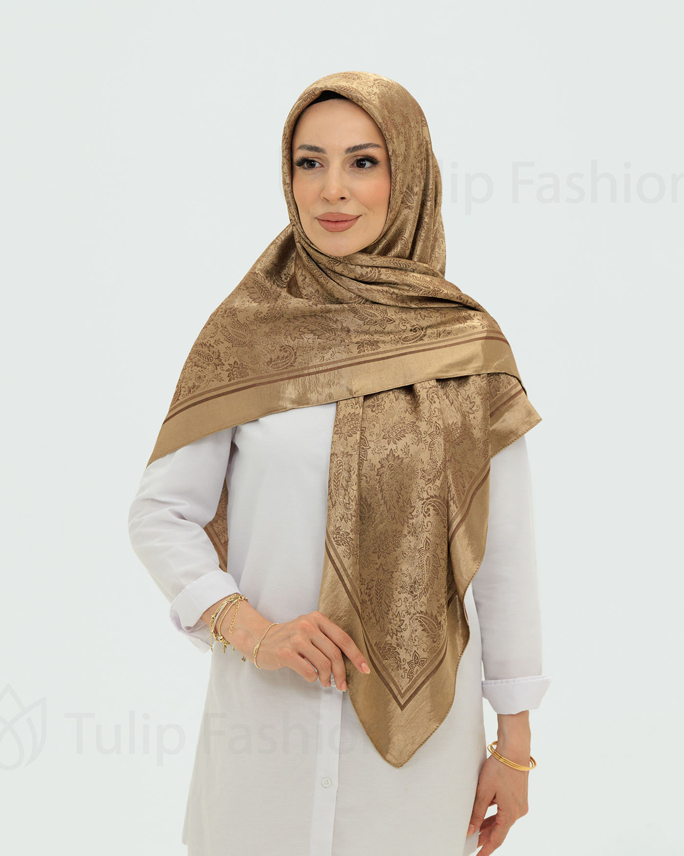 Hijab - Square Viskon 120 cm - Brun