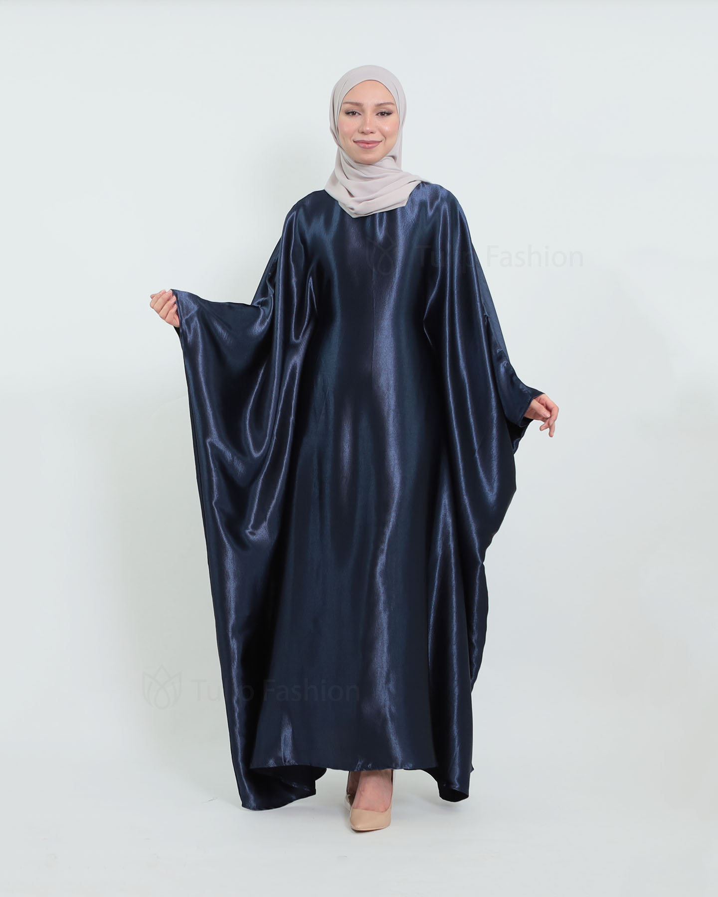 Butterfly Abaya i Satin - Midnattsblå