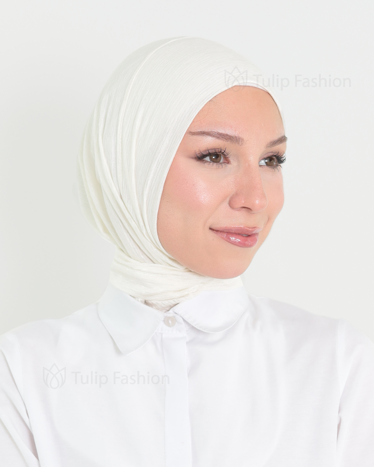 Hijab - Instant Lycra melerat - Off-White