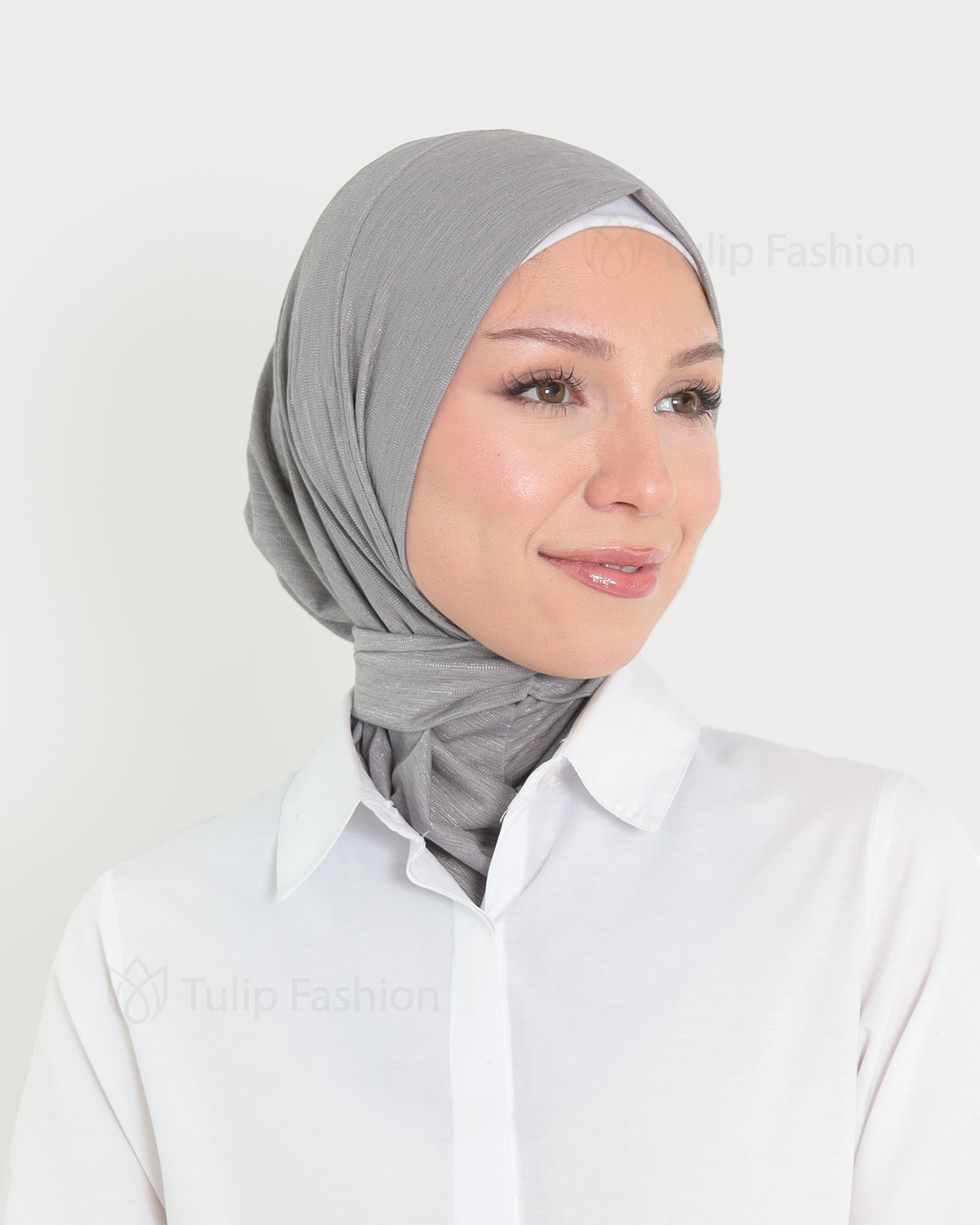 Hijab - Instant Lycra melerat - Mörkgrå