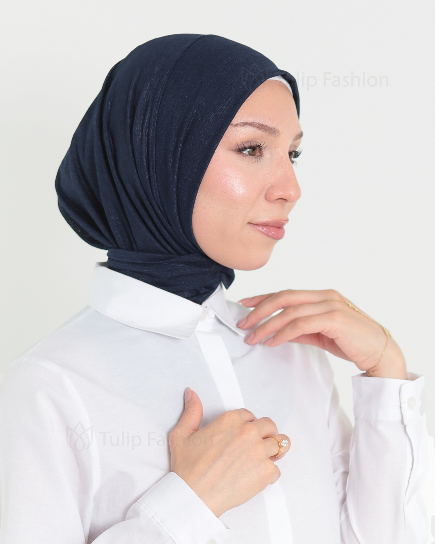 Hijab - Instant Lycra melerat - Midnattsblå