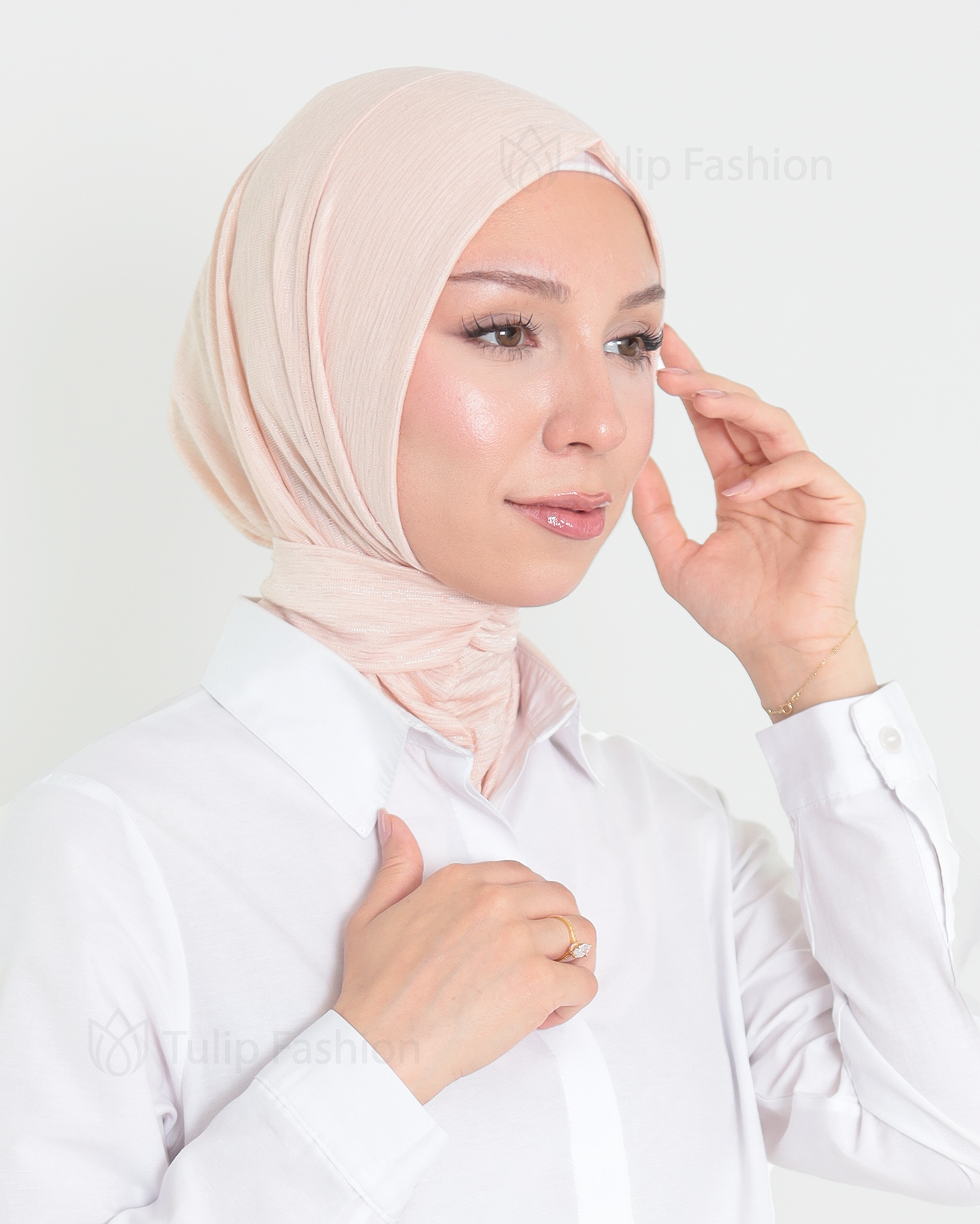 Hijab - Instant Lycra melerat - Ljusrosa