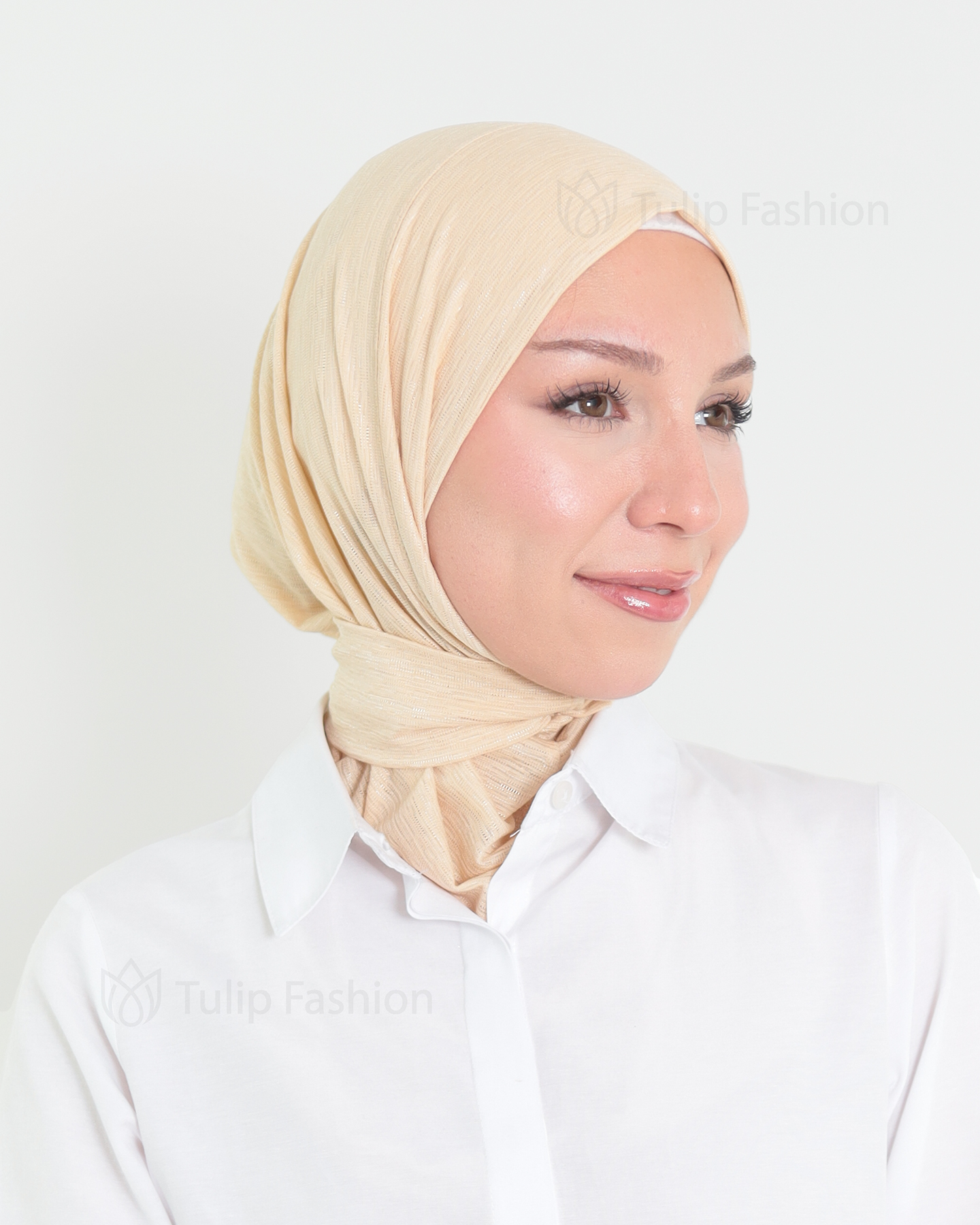 Hijab - Instant Lycra melerat - Beige