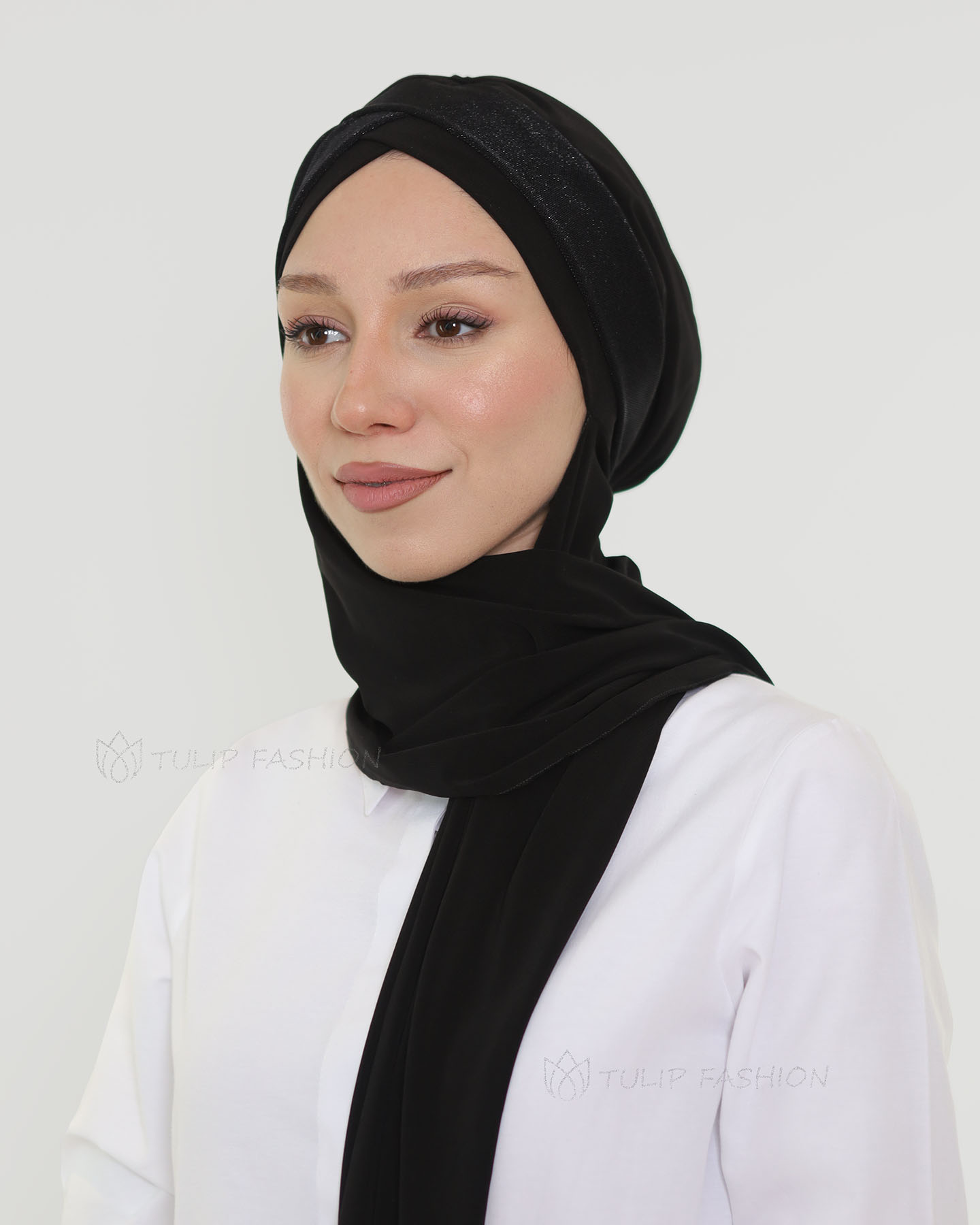 Turban med sjal - Tamara - Svart