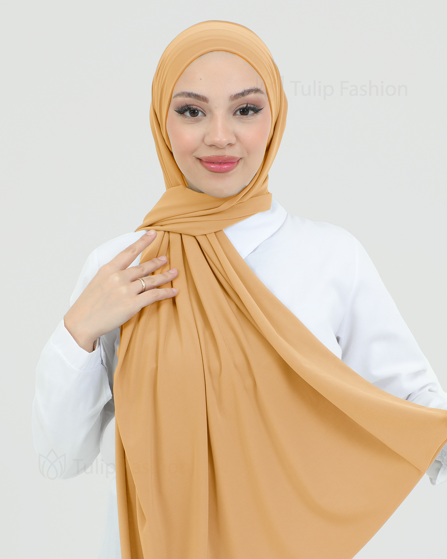 Hijab - Instant lycra med band - Persika