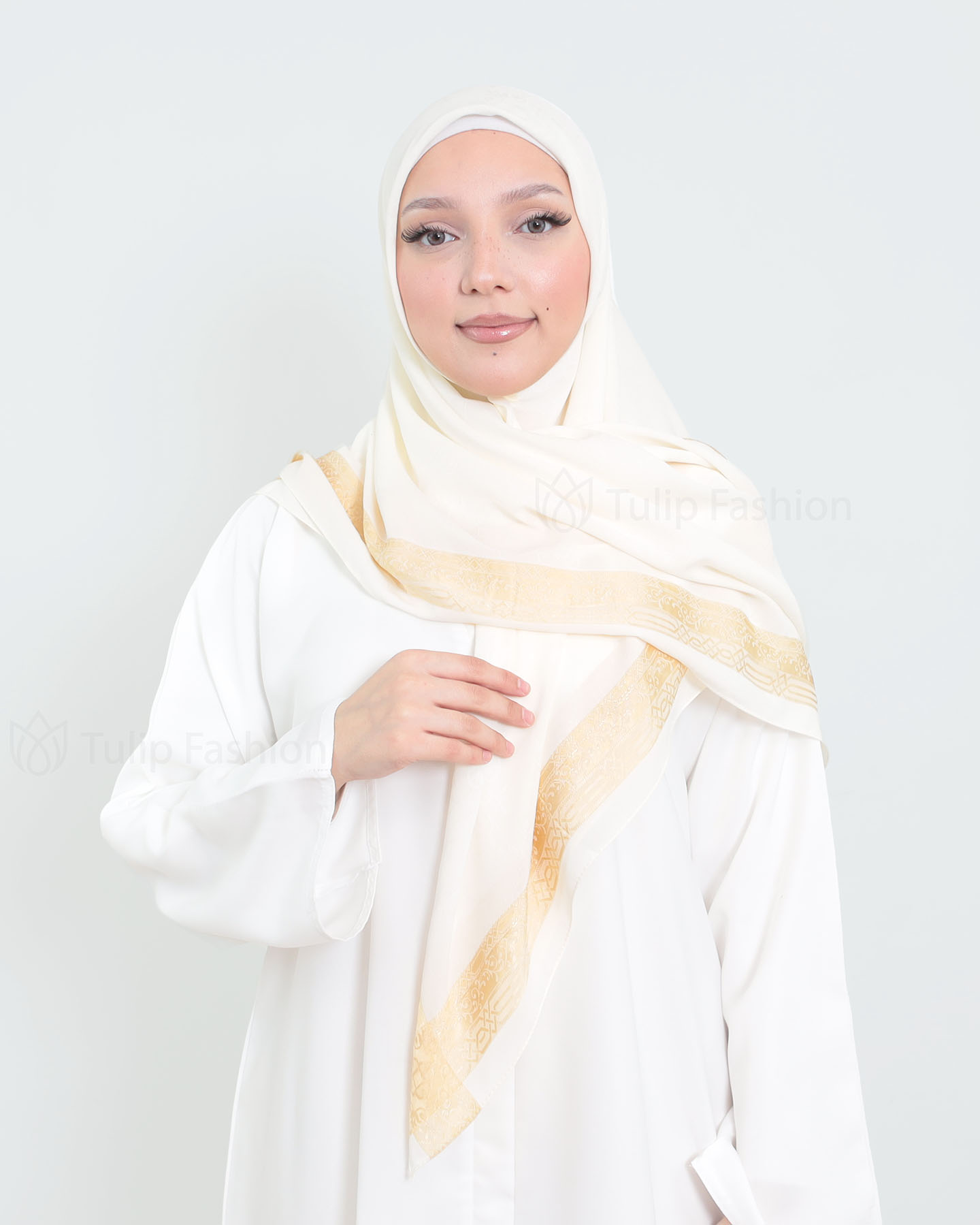 Hijab - Kvadratisk Chiffon 120 cm - Kräm