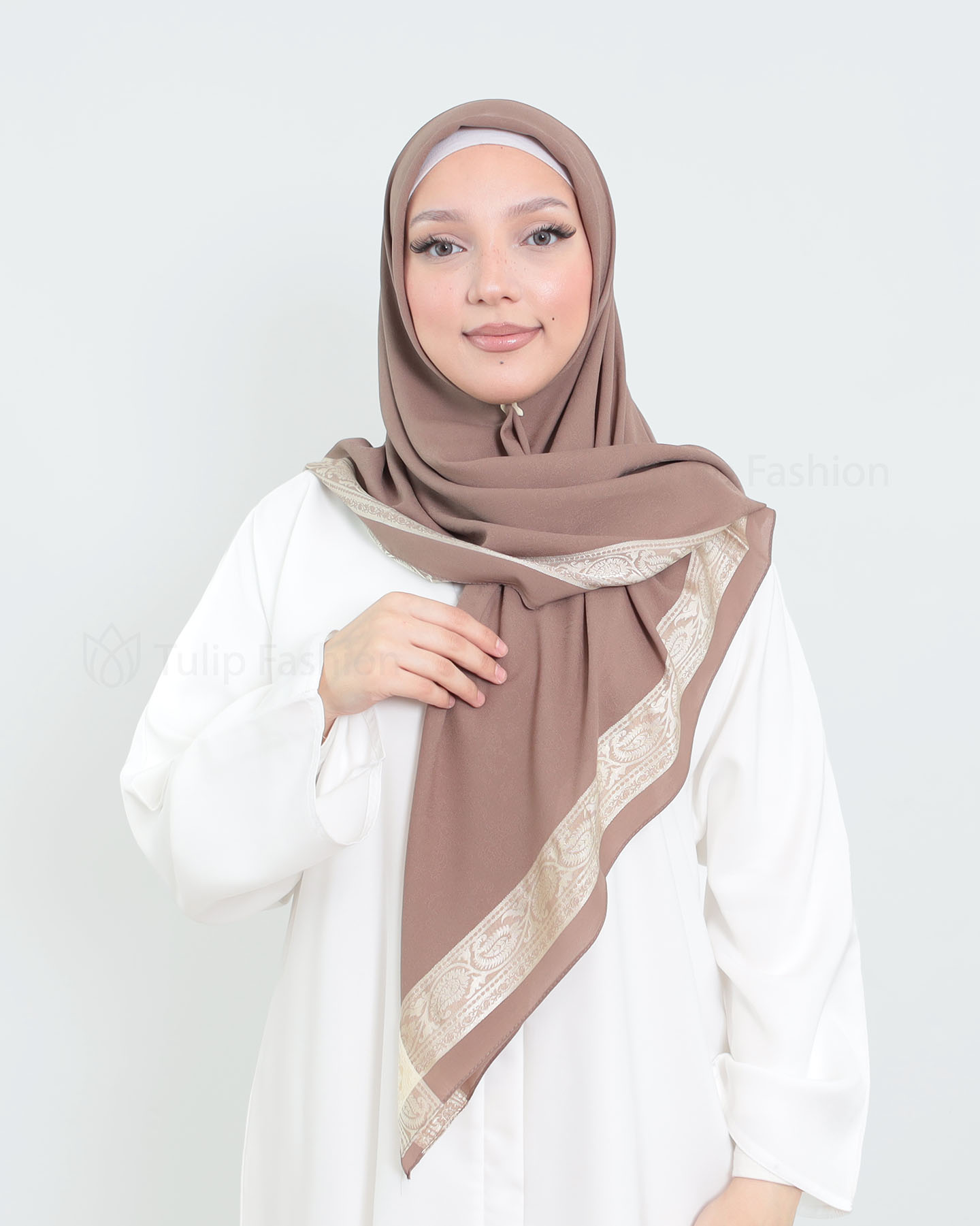 Hijab - Kvadratisk Chiffon 120 cm - Kakao Brun