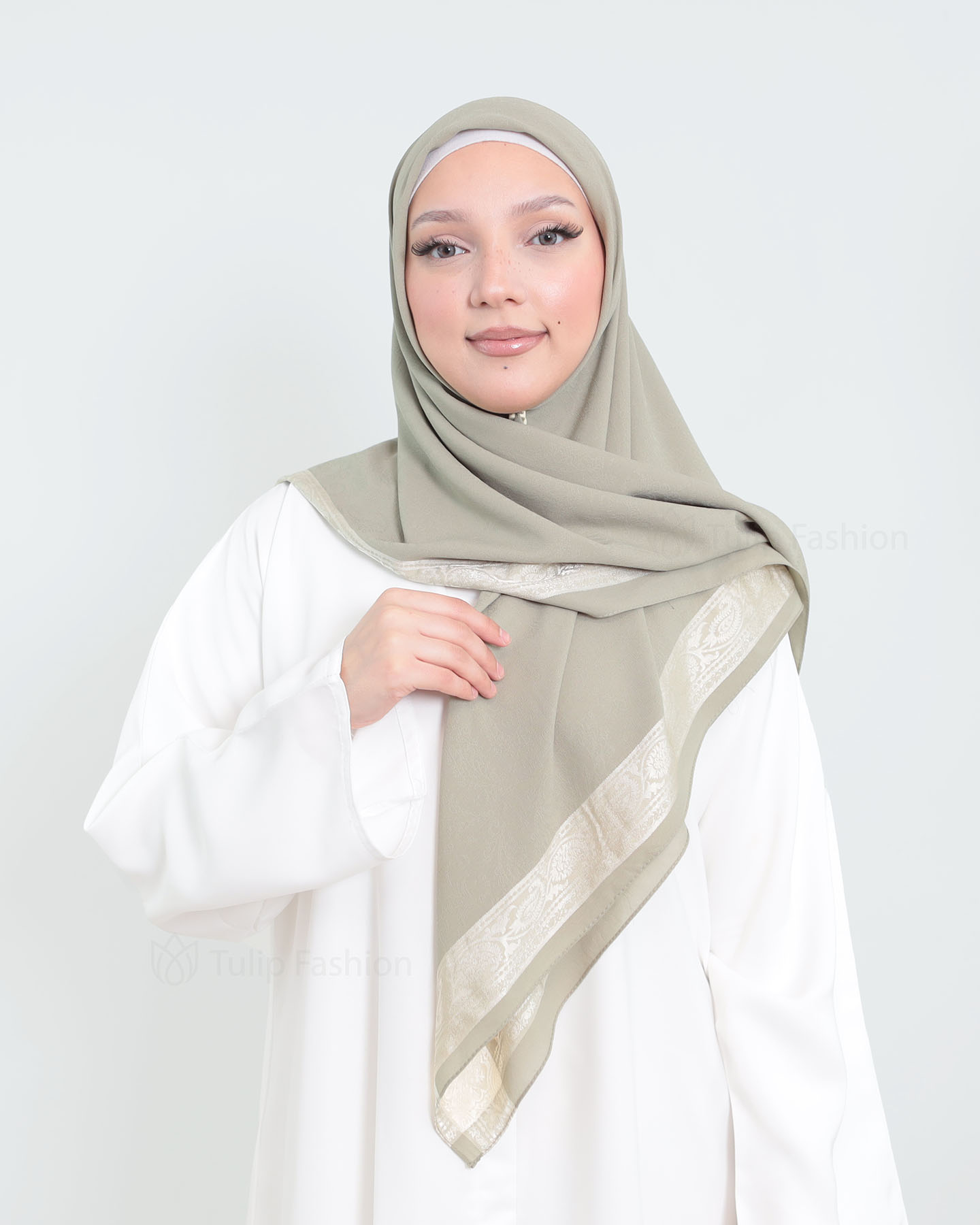 Hijab - Kvadratisk Chiffon 120 cm - Pistaschgrön
