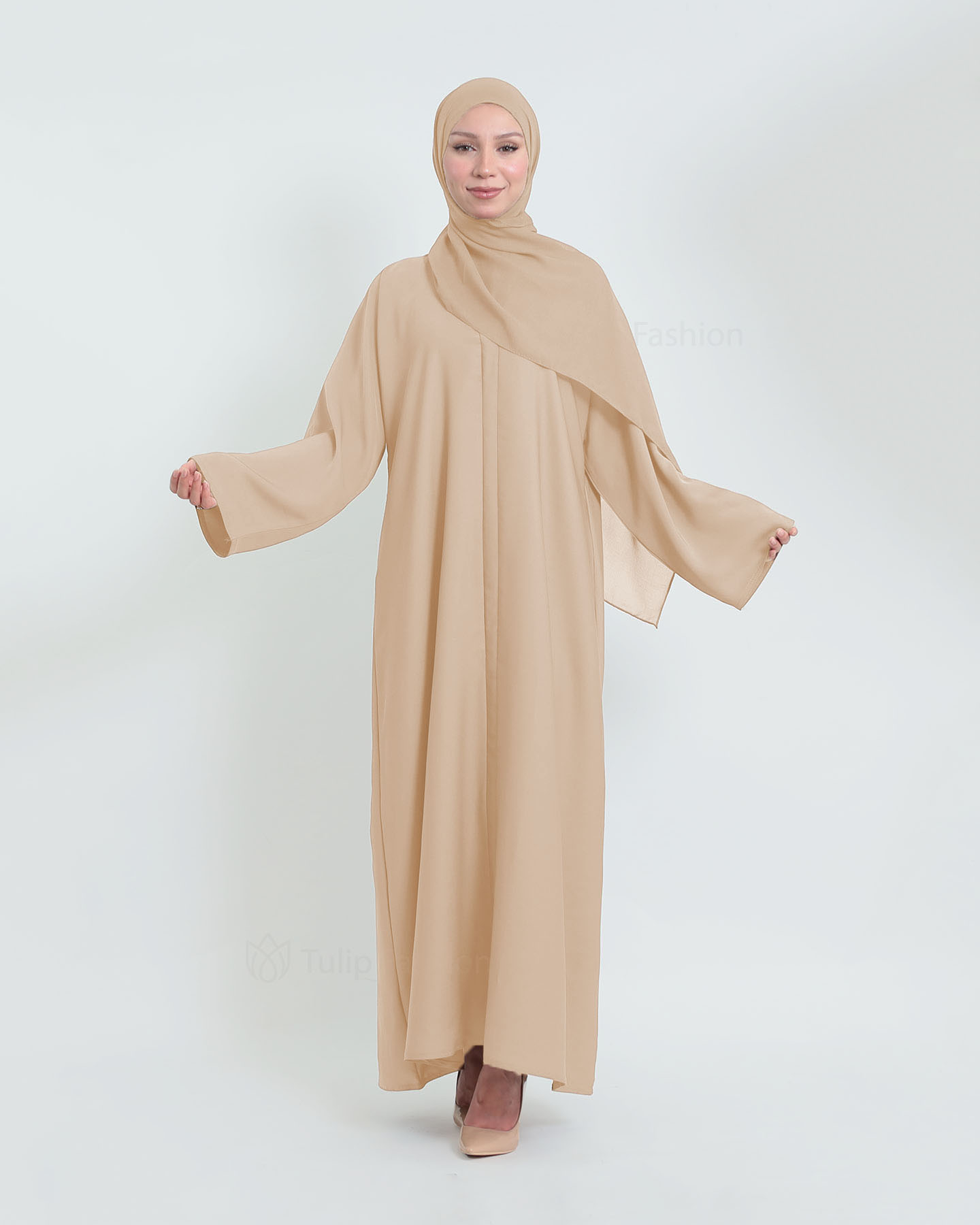 Abaya with matching Hijab - Beige