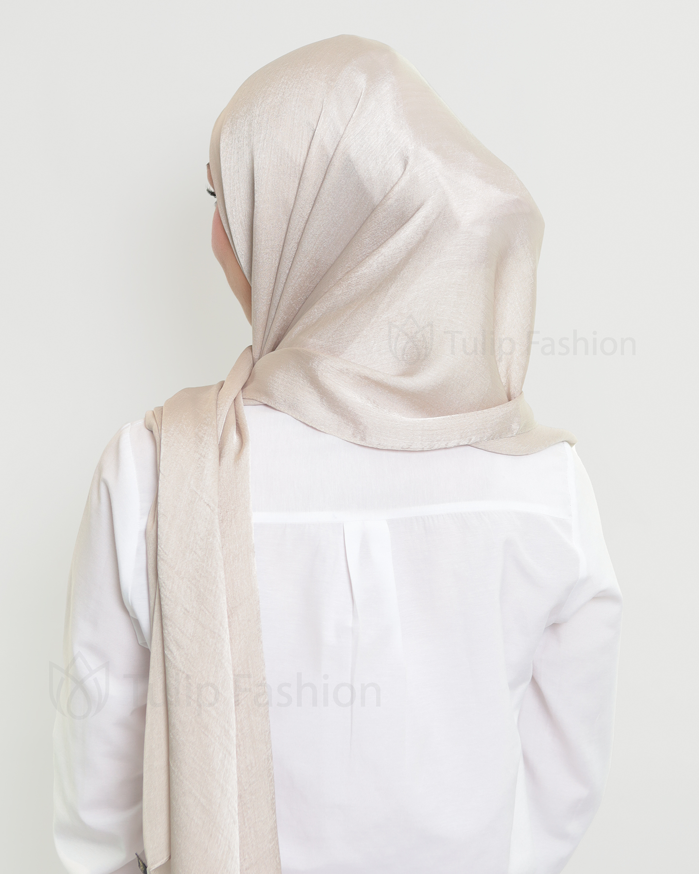 Hijab - Metallic Satin - Pärlvit