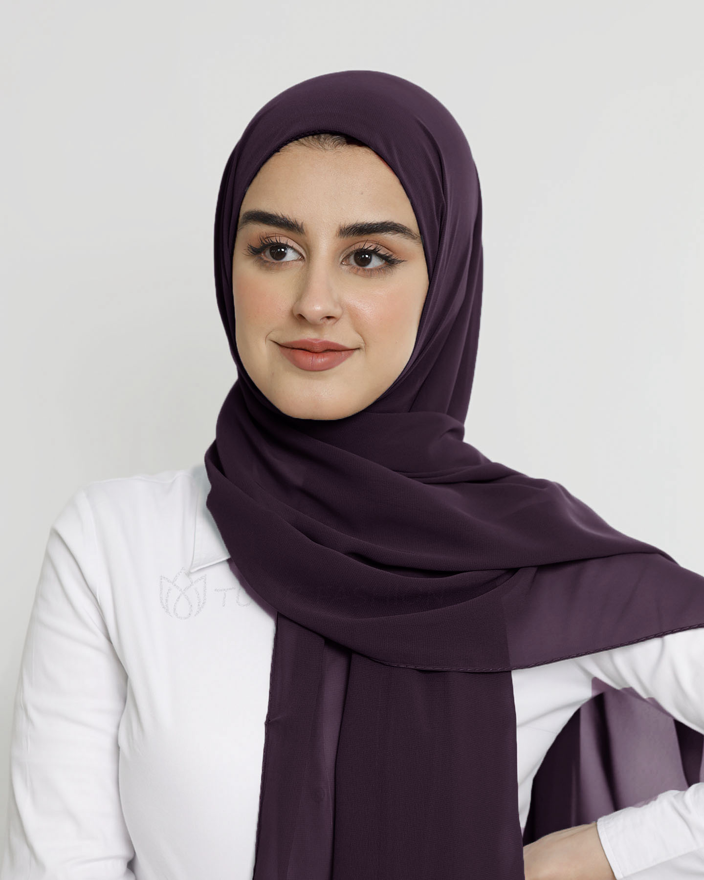 Hijab - Instant Chiffon Med Cap - Mörklila