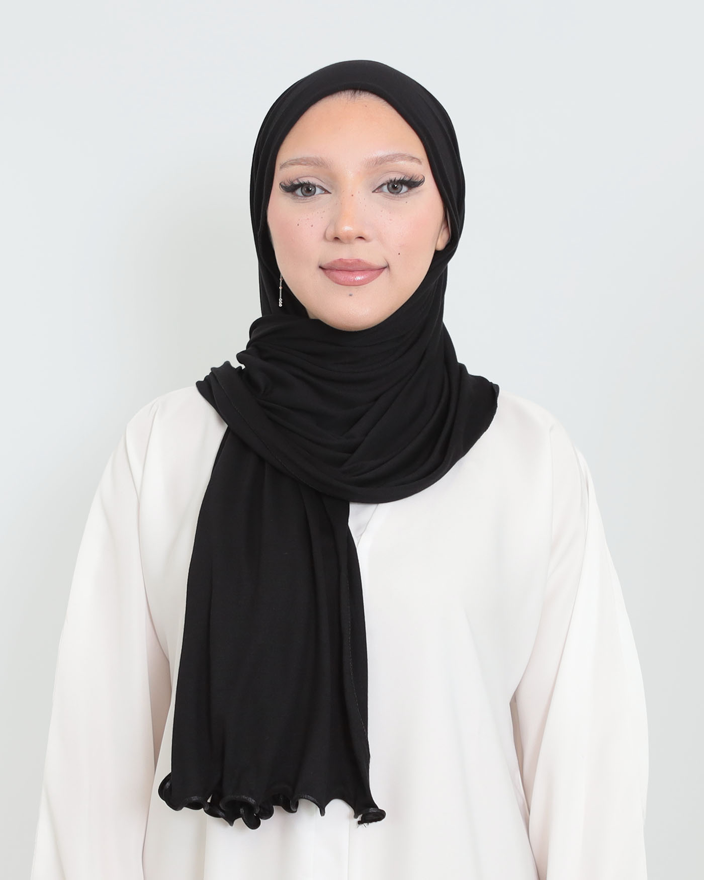 Hijab - Jersey med volangkanter- Svart