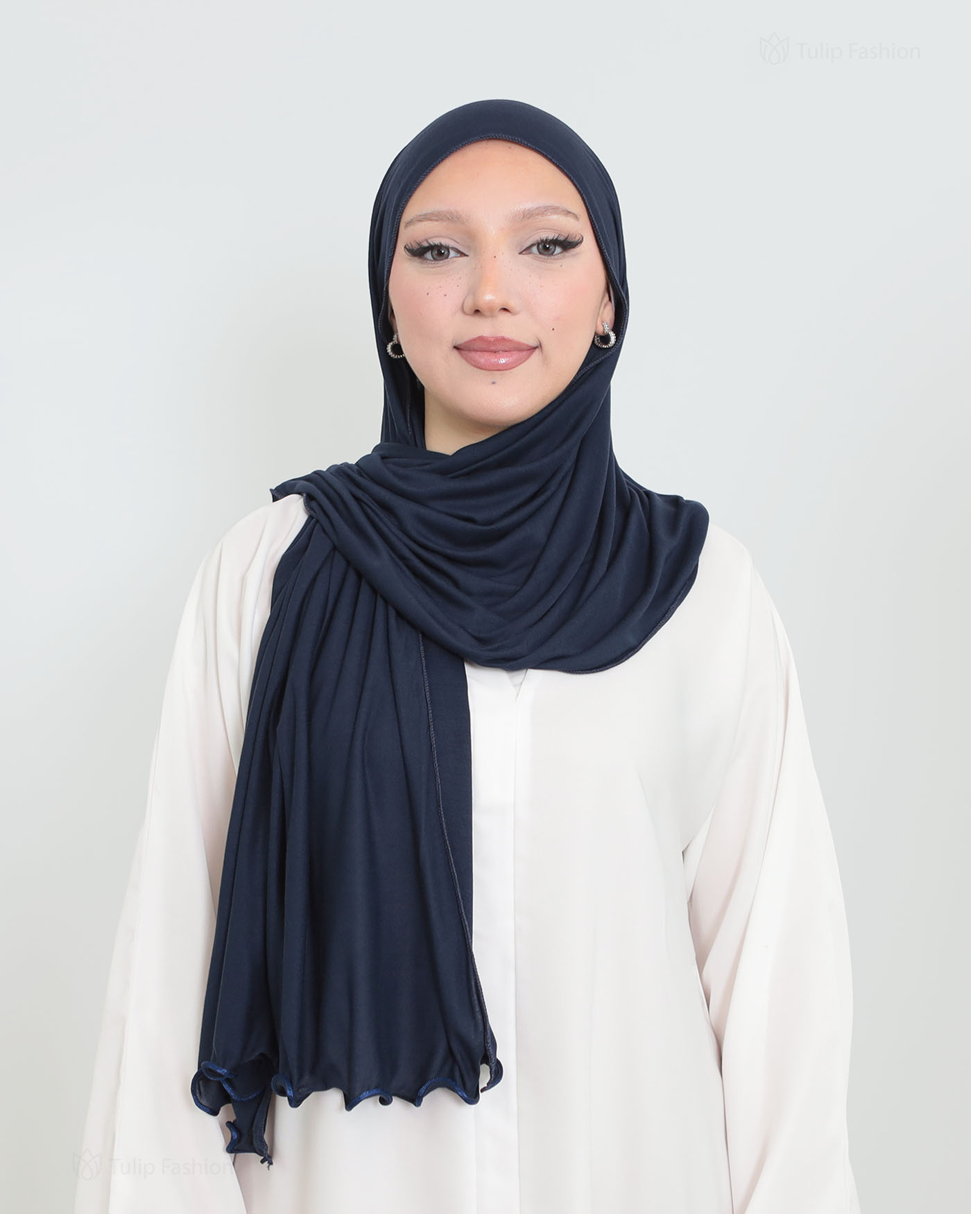 Hijab - Jersey med volangkanter - Midnattsblå