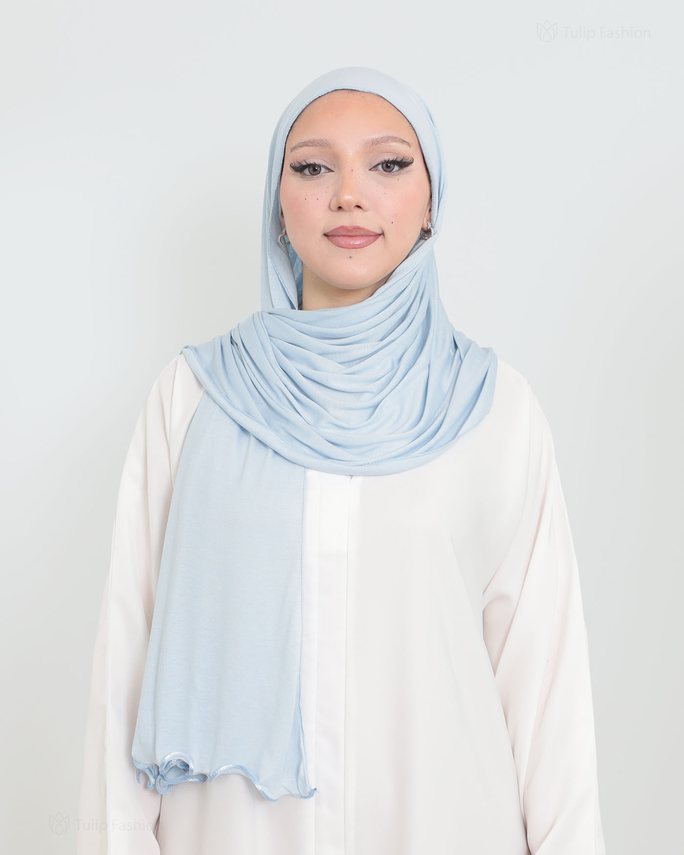 Hijab - Jersey med volangkanter - Baby Blå