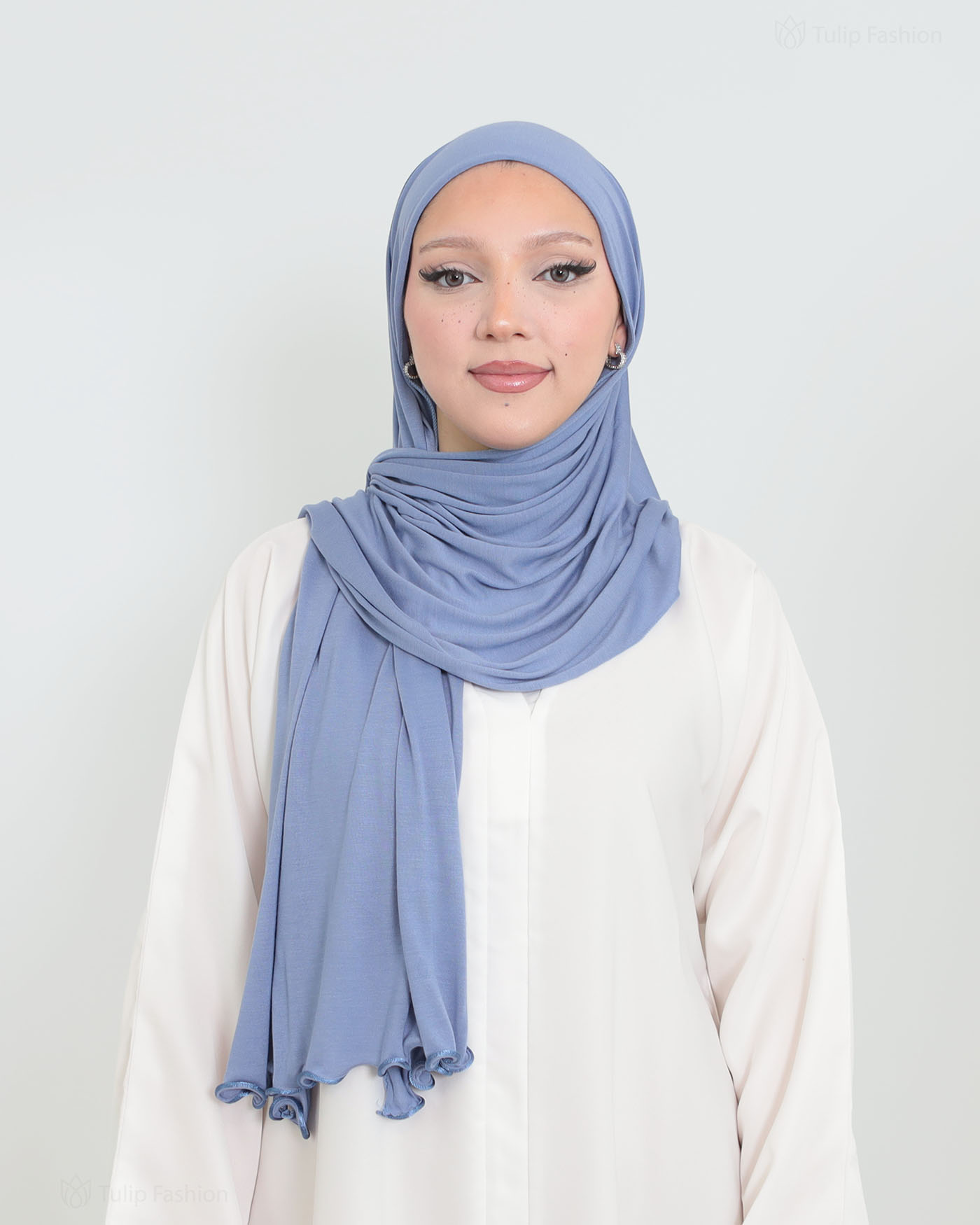 Hijab - Jersey med volangkanter - Havsblå