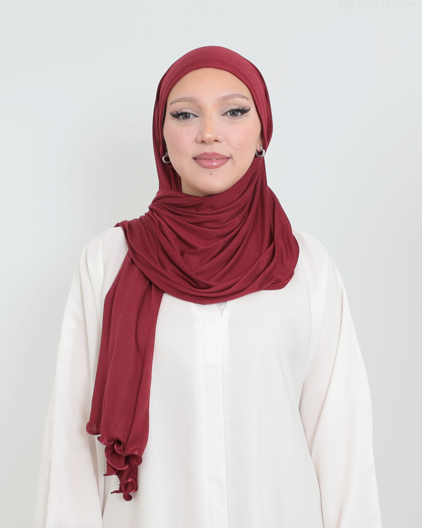 Hijab - Jersey med volangkanter - Maroon