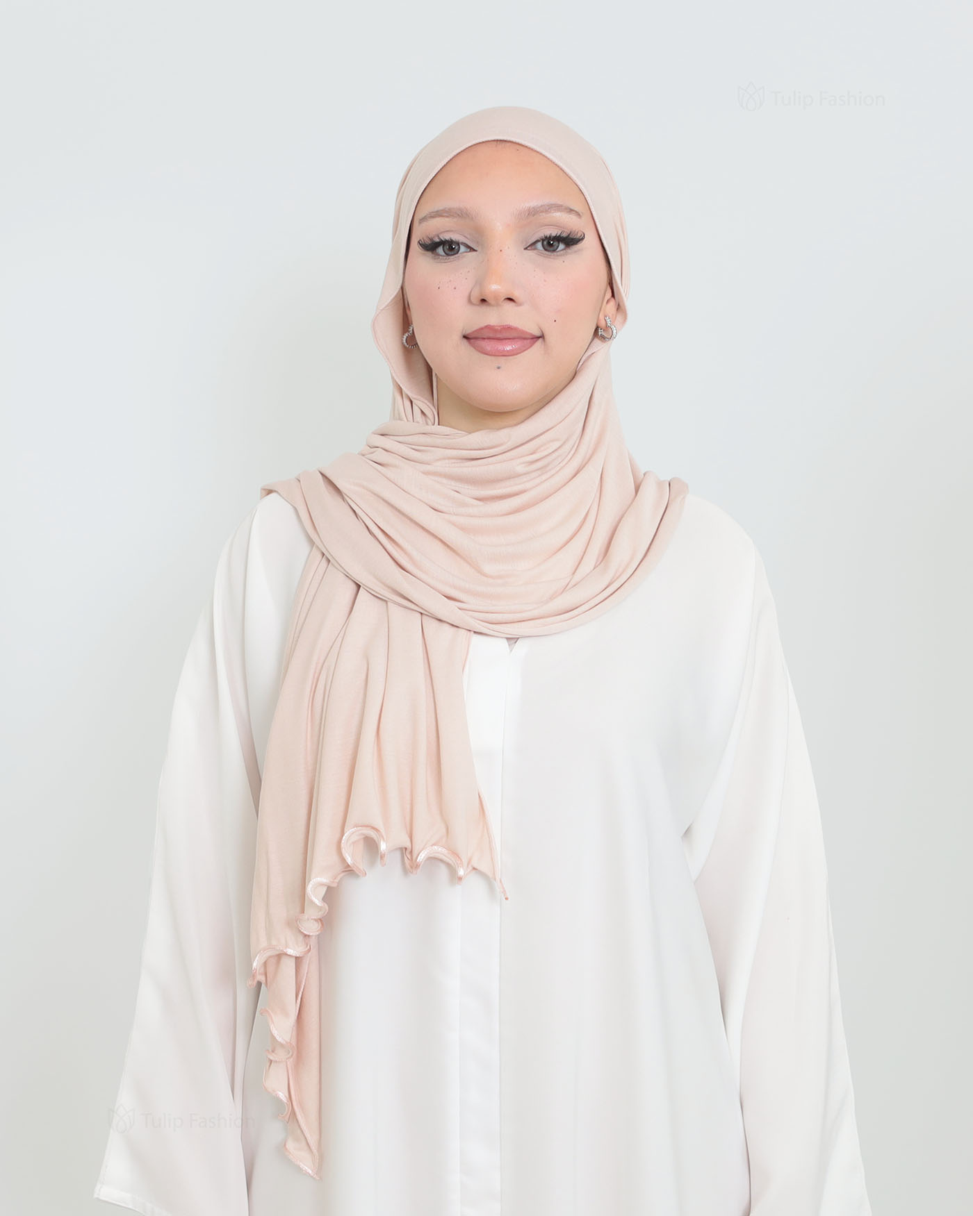 Hijab - Jersey med volangkanter - Puderrosa